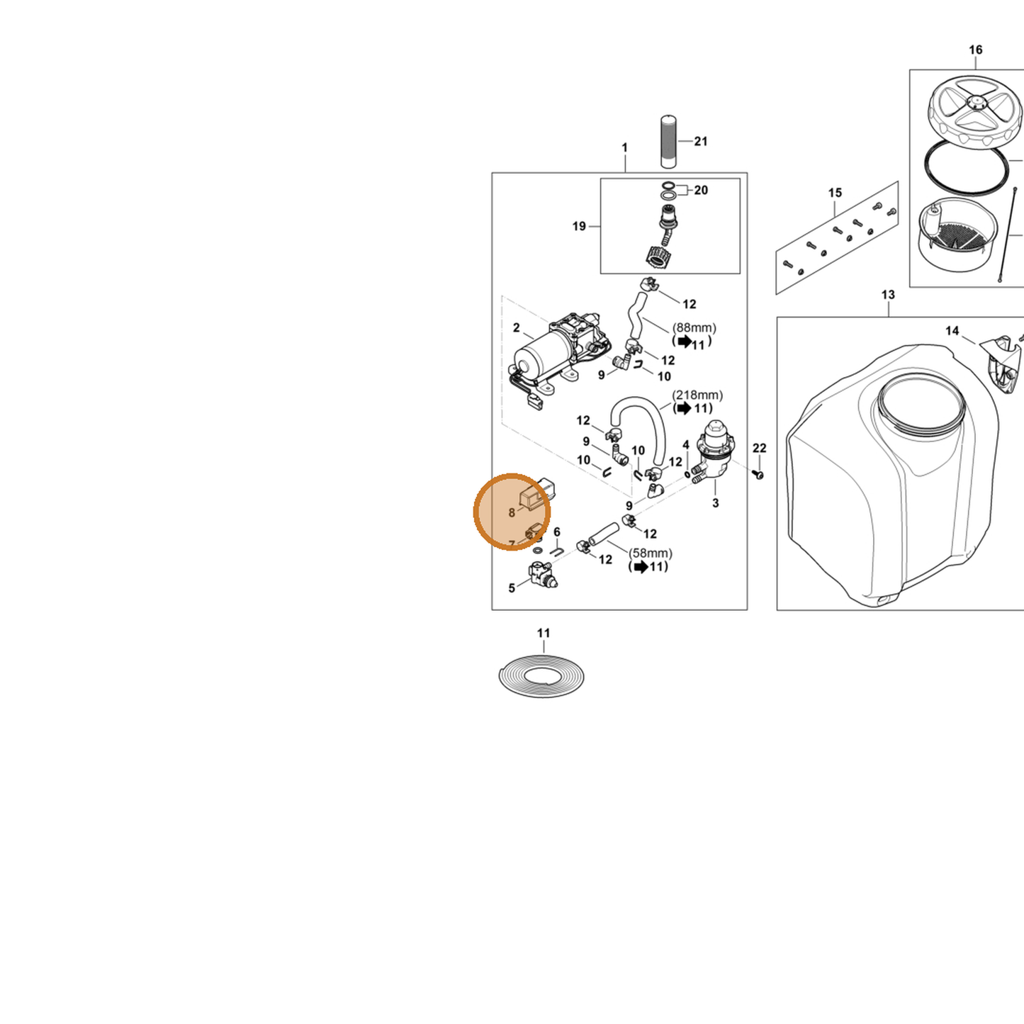 STIHL part 4854-432-3800 — IPL diagram snippet (6x zoom, amber highlight)