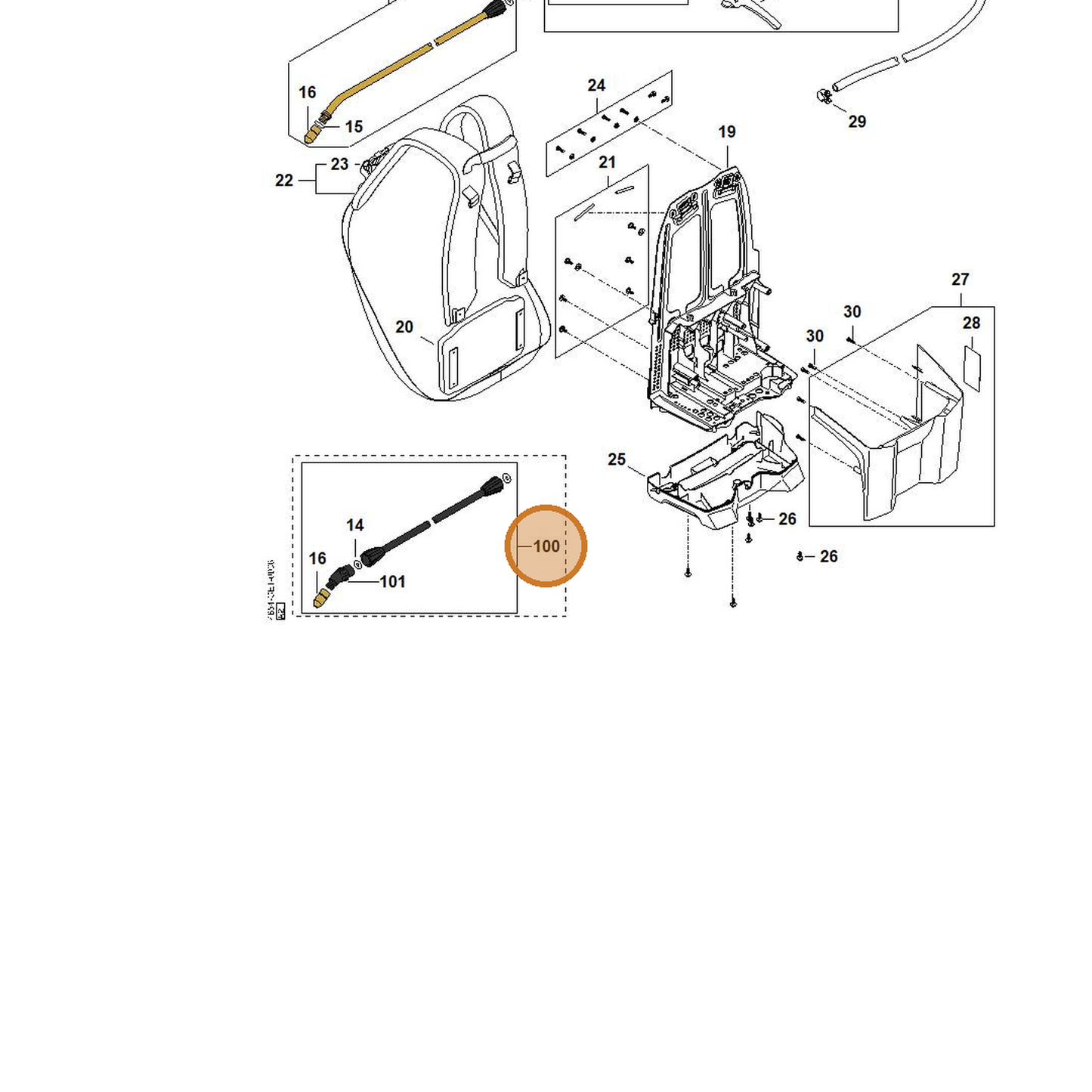 STIHL part 4854-500-0900 — IPL diagram snippet (6x zoom, amber highlight)