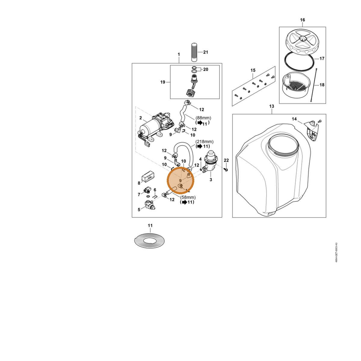 STIHL part 4854-503-3200 — IPL diagram snippet (6x zoom, amber highlight)