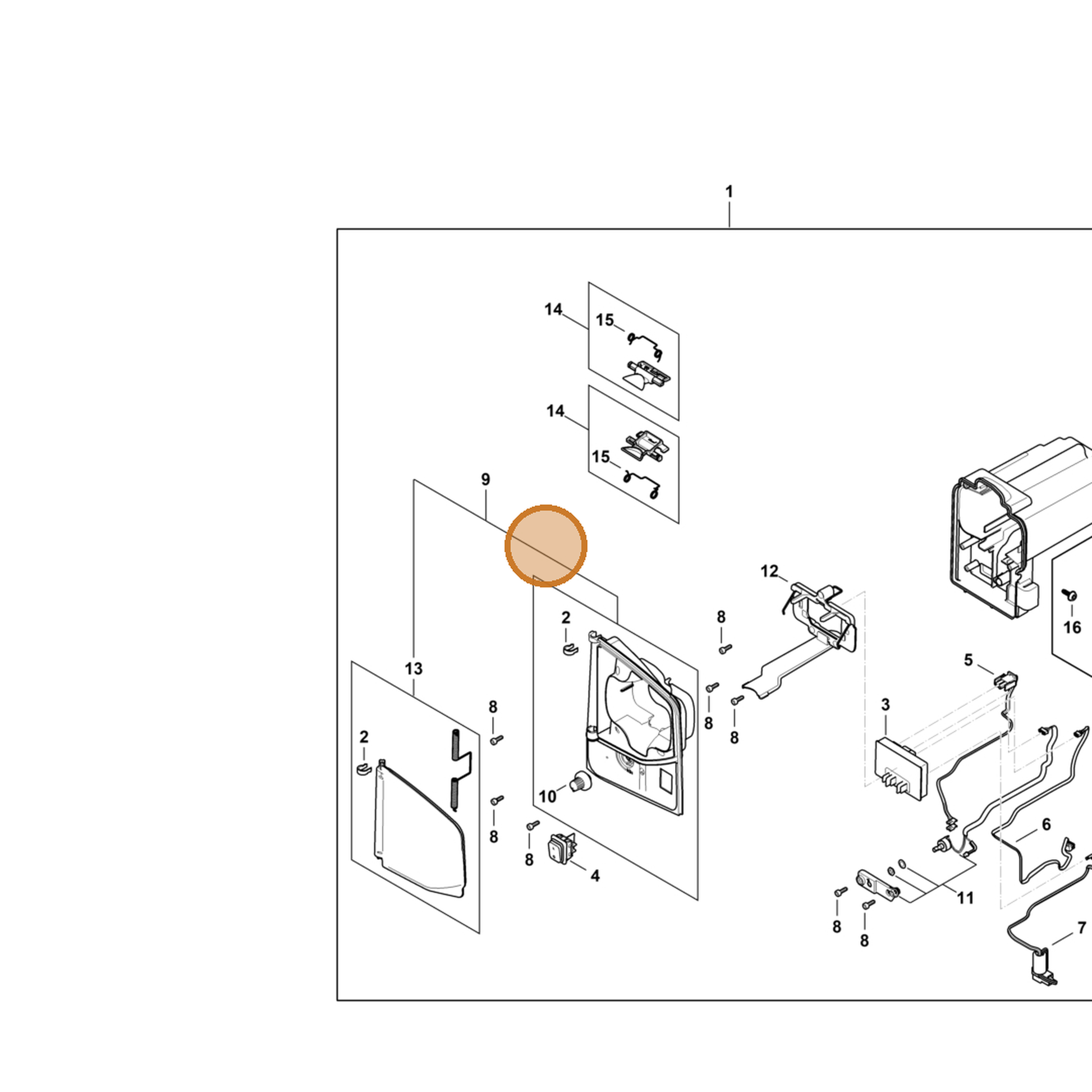 STIHL part 4854-600-3500 — IPL diagram snippet (6x zoom, amber highlight)