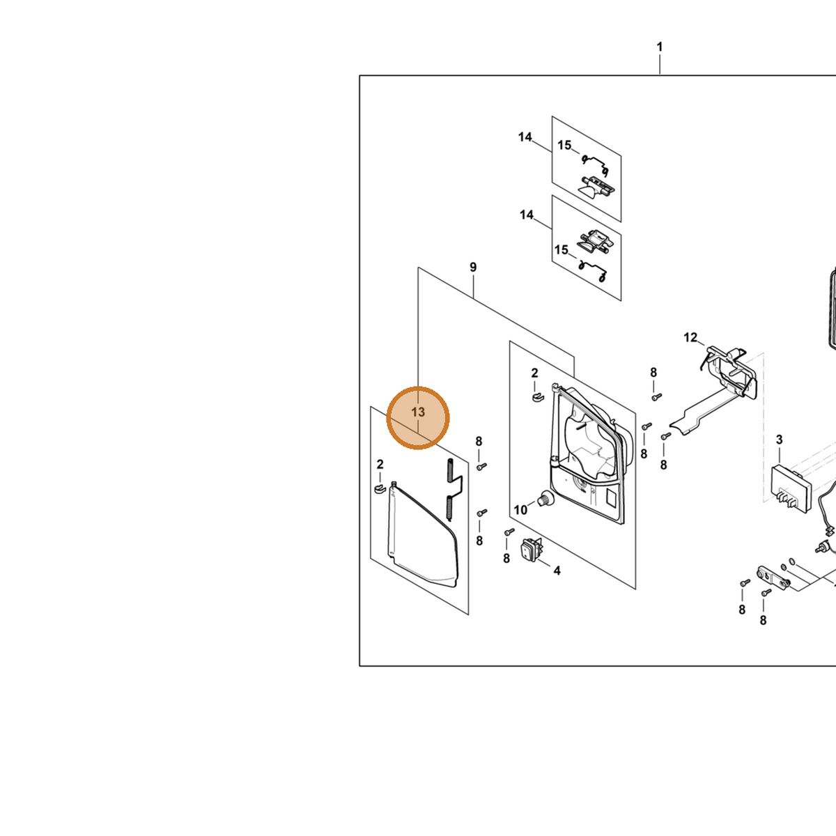 STIHL part 4854-640-4300 — IPL diagram snippet (6x zoom, amber highlight)