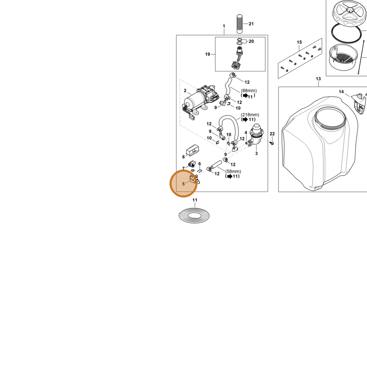 STIHL part 4854-670-0100 — IPL diagram snippet (6x zoom, amber highlight)