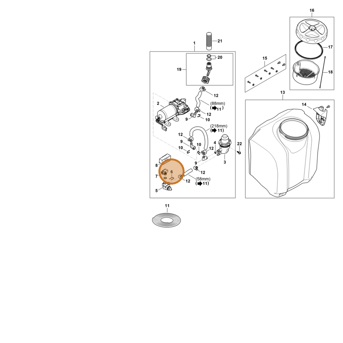 STIHL part 4854-676-2300 — IPL diagram snippet (6x zoom, amber highlight)