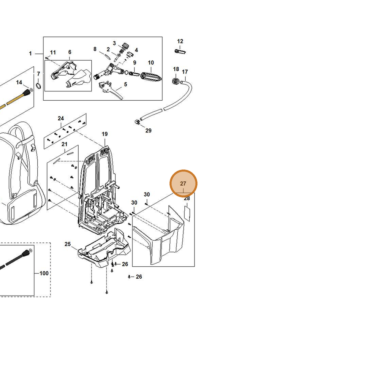 STIHL part 4854-700-2101 — IPL diagram snippet (6x zoom, amber highlight)