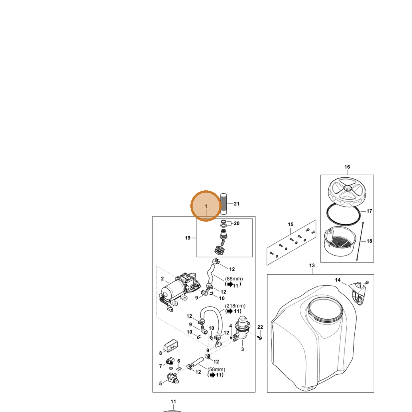 STIHL part 4854-700-5601 — IPL diagram snippet (6x zoom, amber highlight)