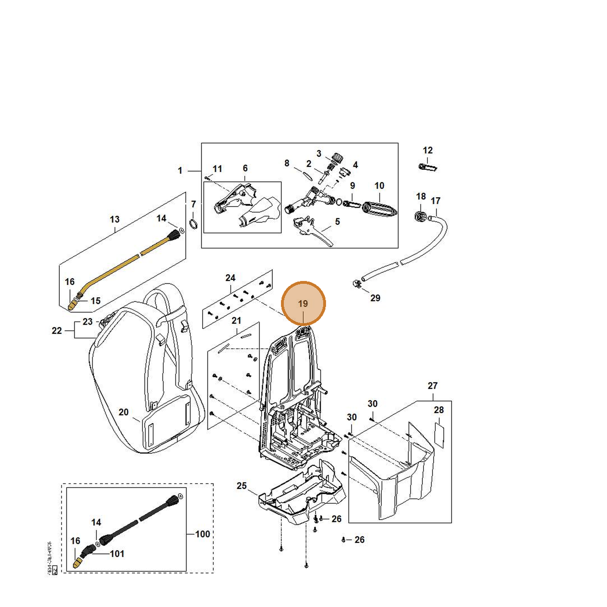 STIHL part 4854-701-1800 — IPL diagram snippet (6x zoom, amber highlight)