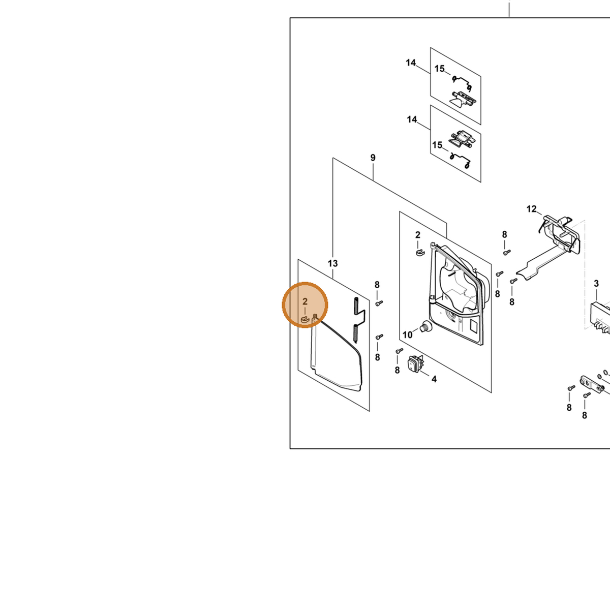 STIHL part 4854-706-0200 — IPL diagram snippet (6x zoom, amber highlight)