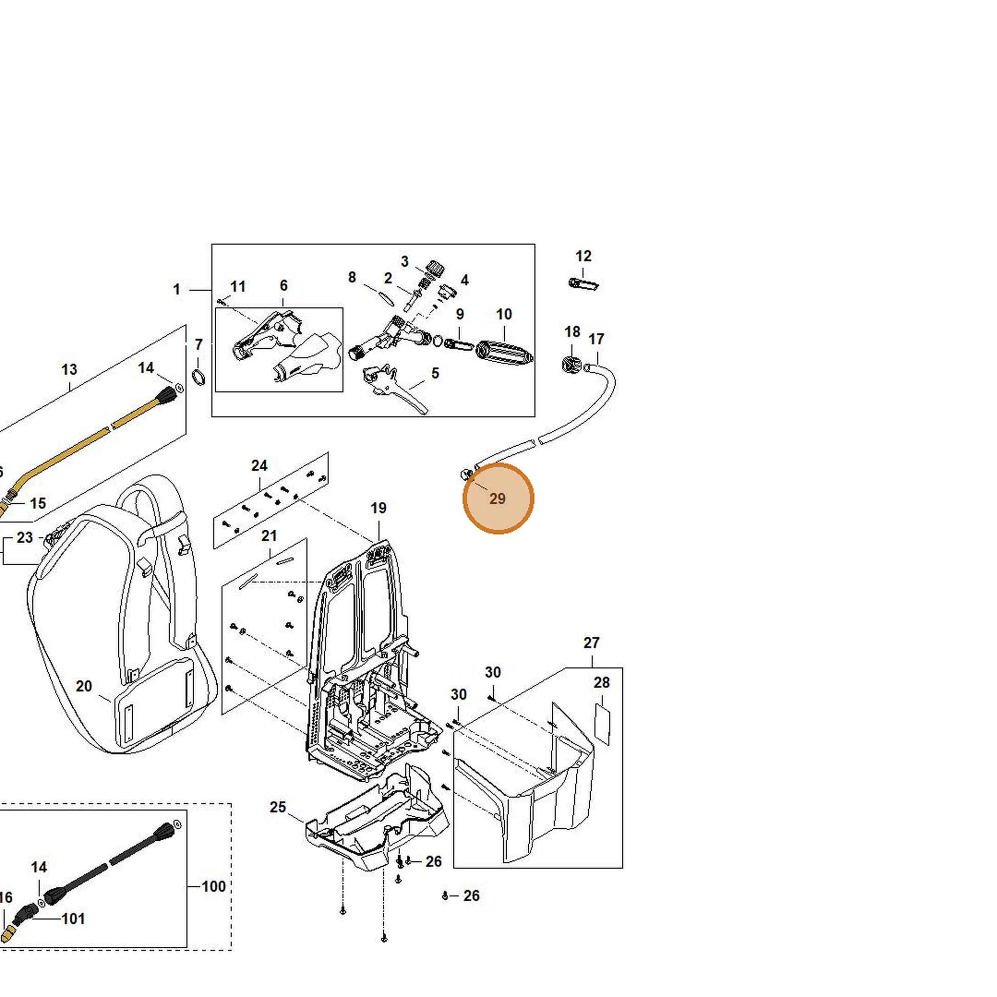 STIHL part 4854-708-8700 — IPL diagram snippet (6x zoom, amber highlight)