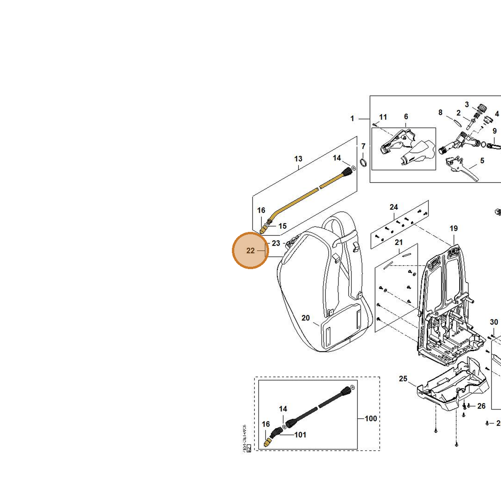 STIHL part 4854-710-9003 — IPL diagram snippet (6x zoom, amber highlight)