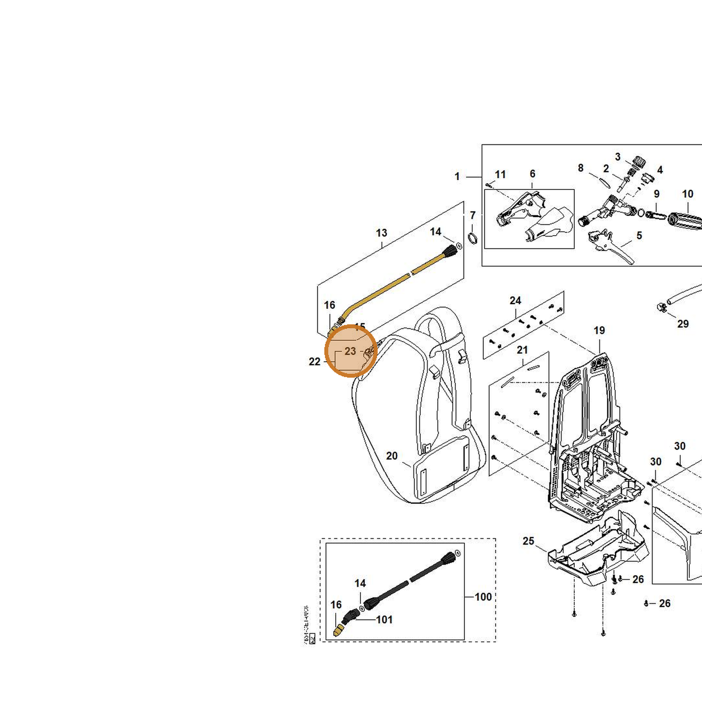 STIHL part 4854-790-7700 — IPL diagram snippet (6x zoom, amber highlight)