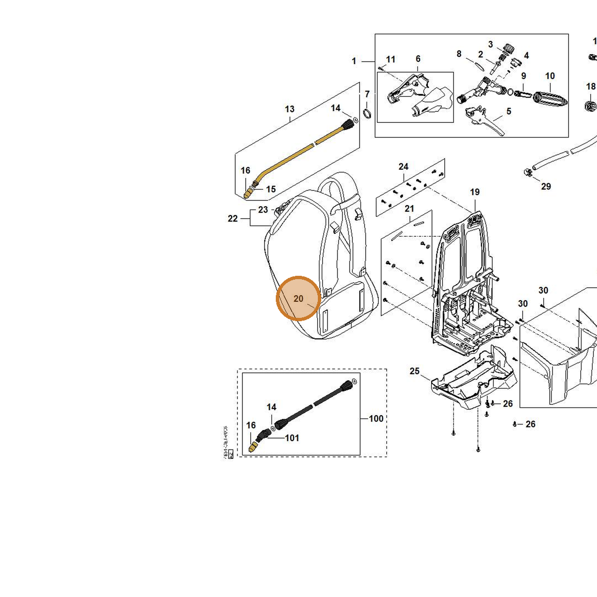 STIHL part 4854-790-8000 — IPL diagram snippet (6x zoom, amber highlight)