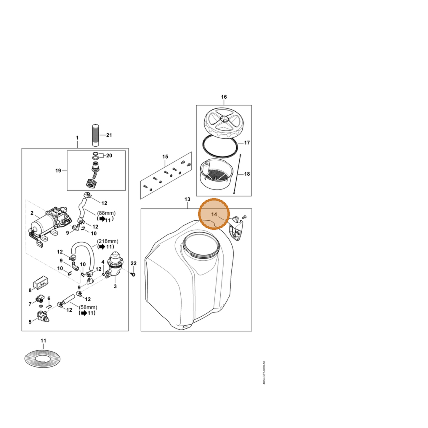 STIHL part 4854-792-2500 — IPL diagram snippet (6x zoom, amber highlight)