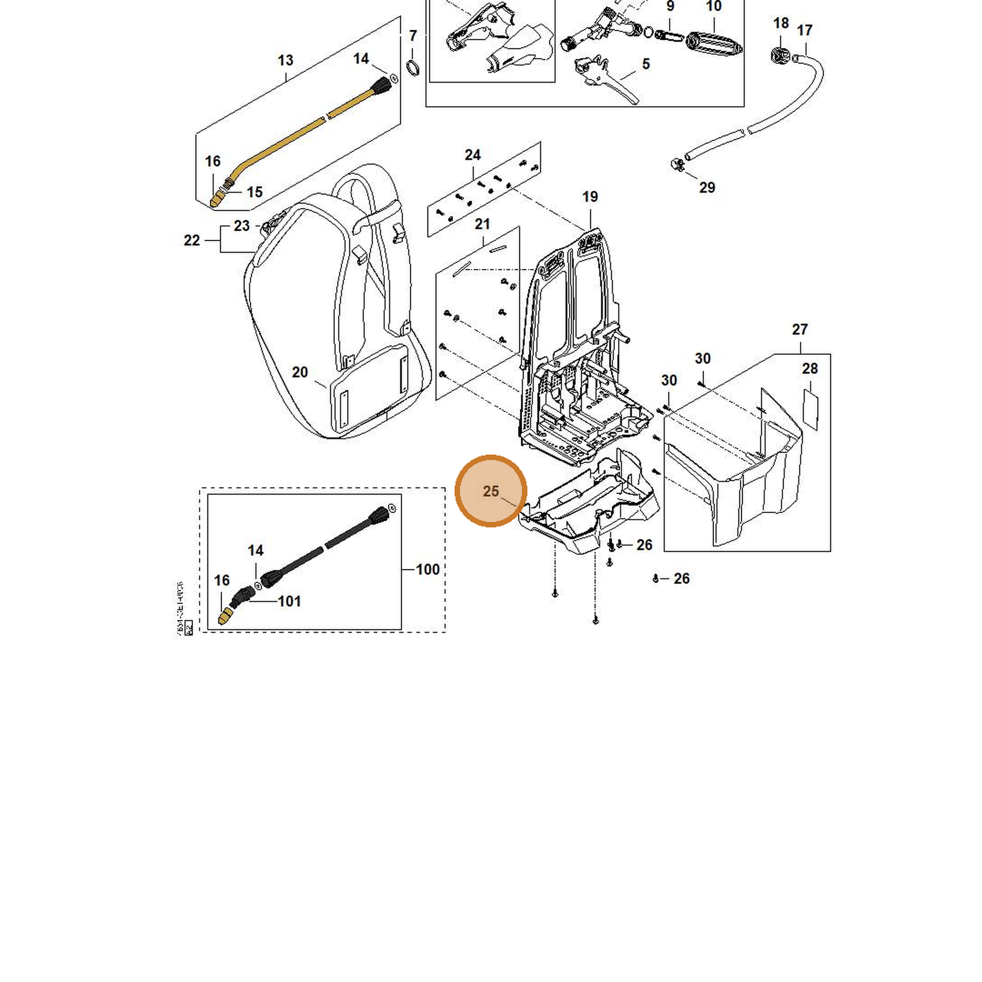 STIHL part 4854-798-2200 — IPL diagram snippet (6x zoom, amber highlight)
