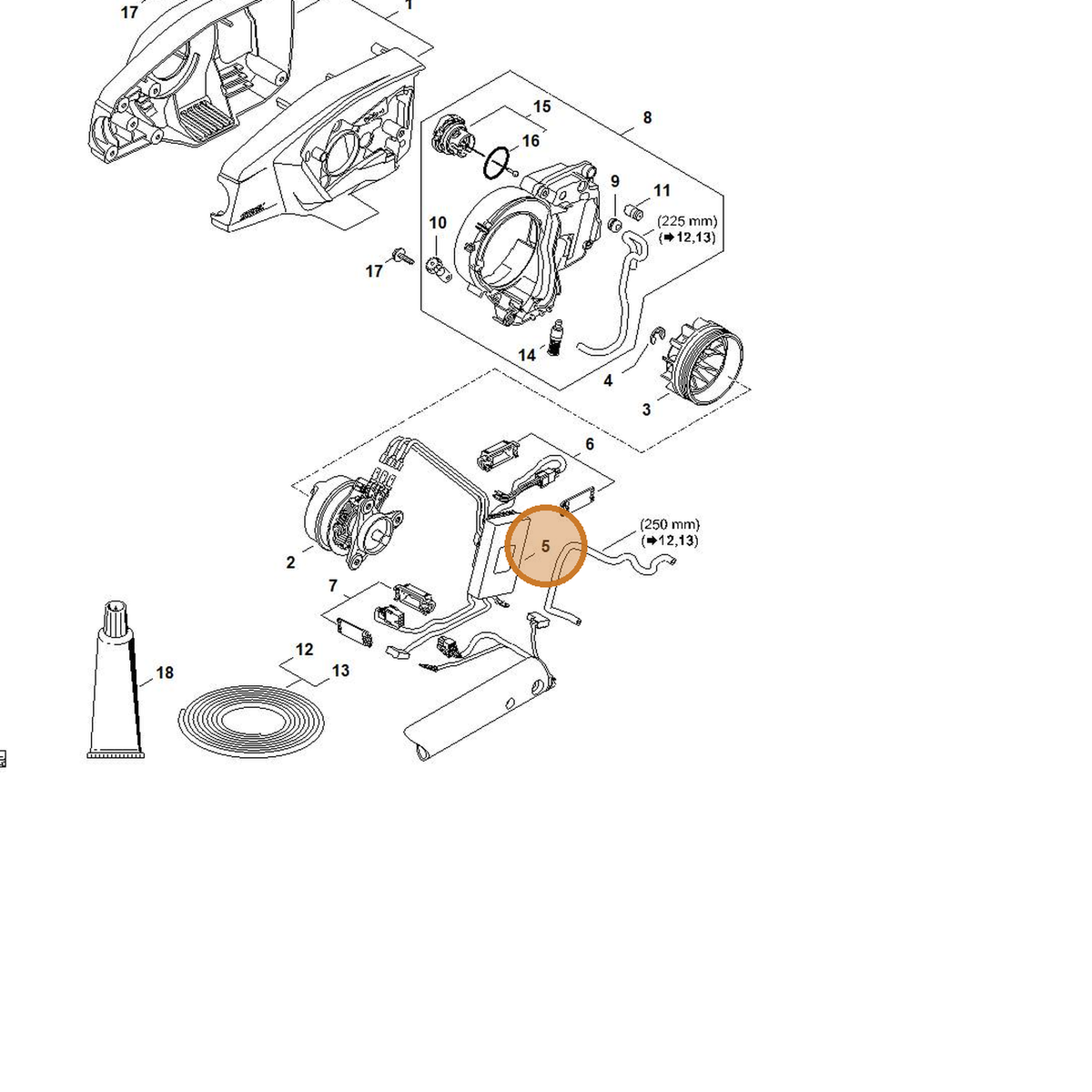 STIHL part 4857-430-1400 — IPL diagram snippet (6x zoom, amber highlight)