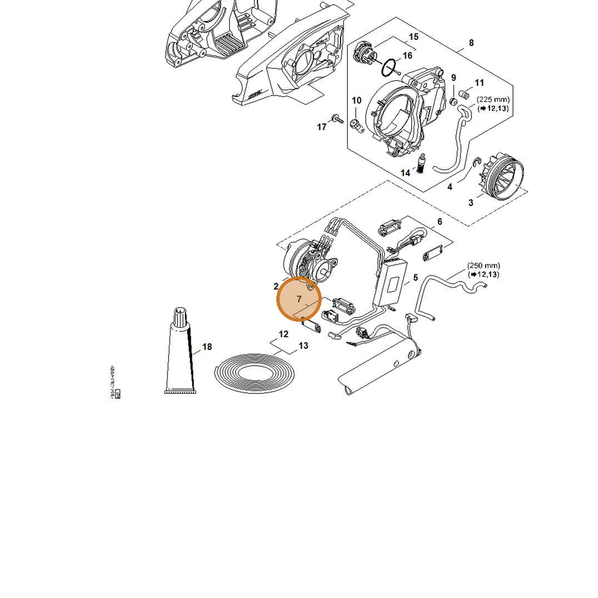 STIHL part 4857-440-1500 — IPL diagram snippet (6x zoom, amber highlight)