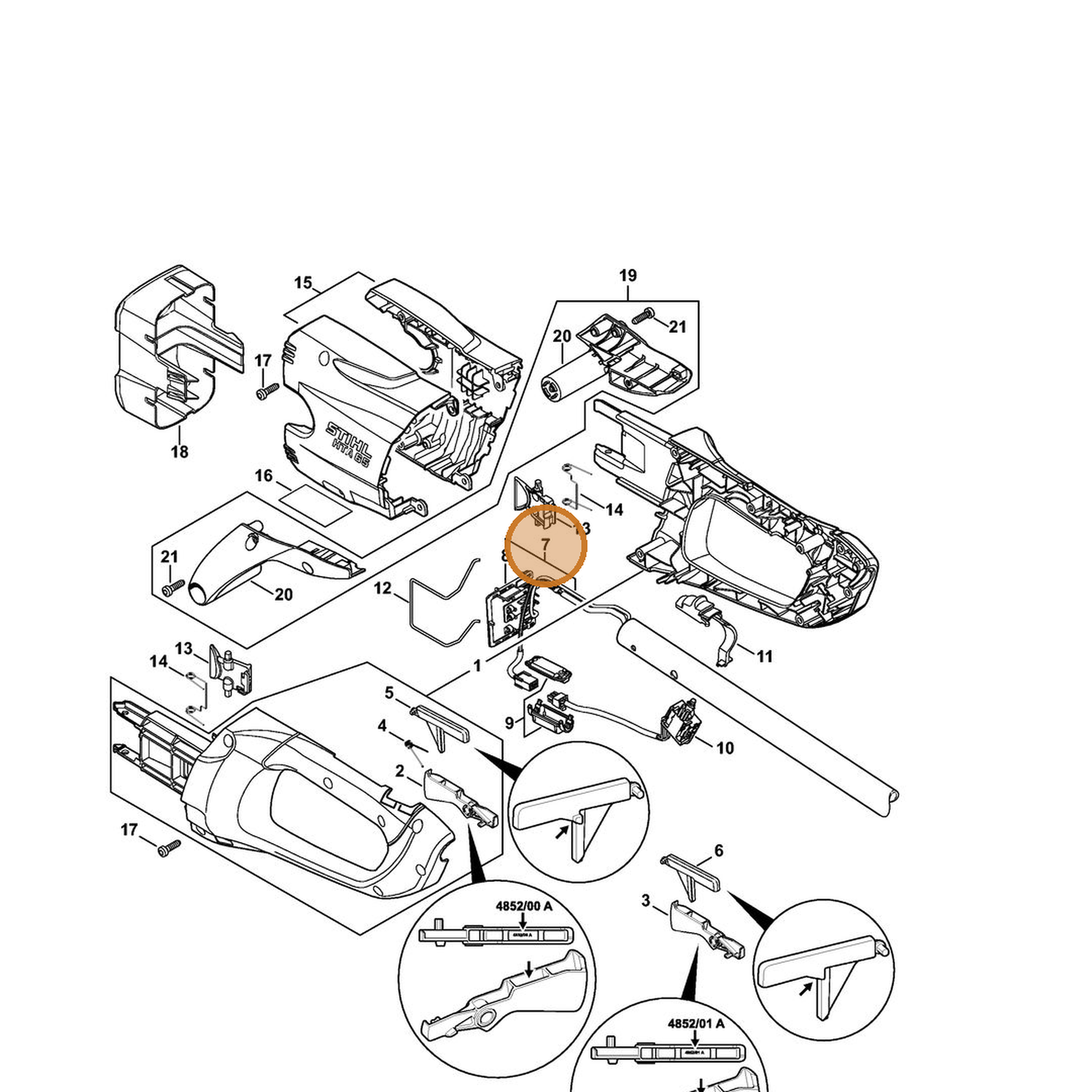 STIHL part 4857-440-3001 — IPL diagram snippet (6x zoom, amber highlight)