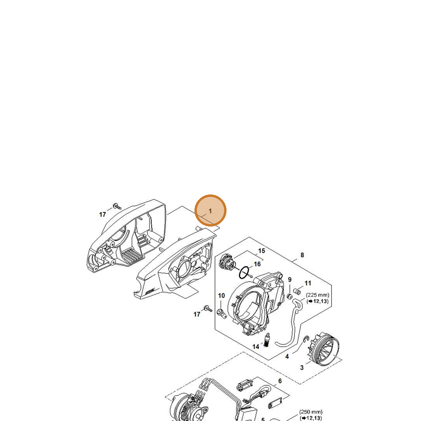 STIHL part 4857-600-0804 — IPL diagram snippet (6x zoom, amber highlight)