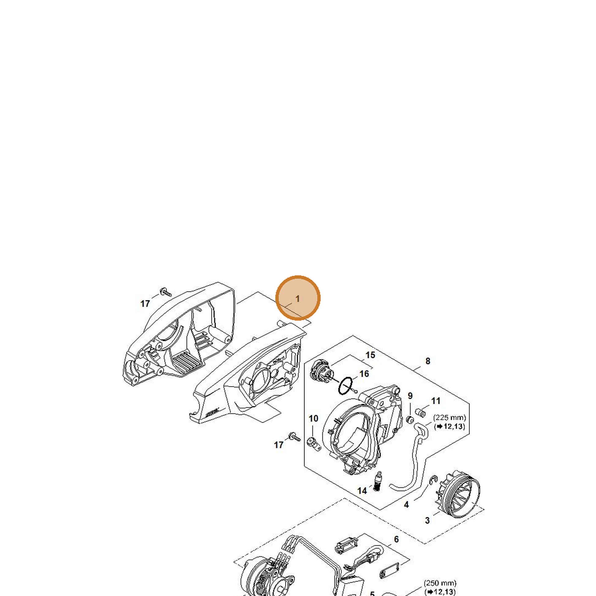 STIHL part 4857-600-0804 — IPL diagram snippet (6x zoom, amber highlight)