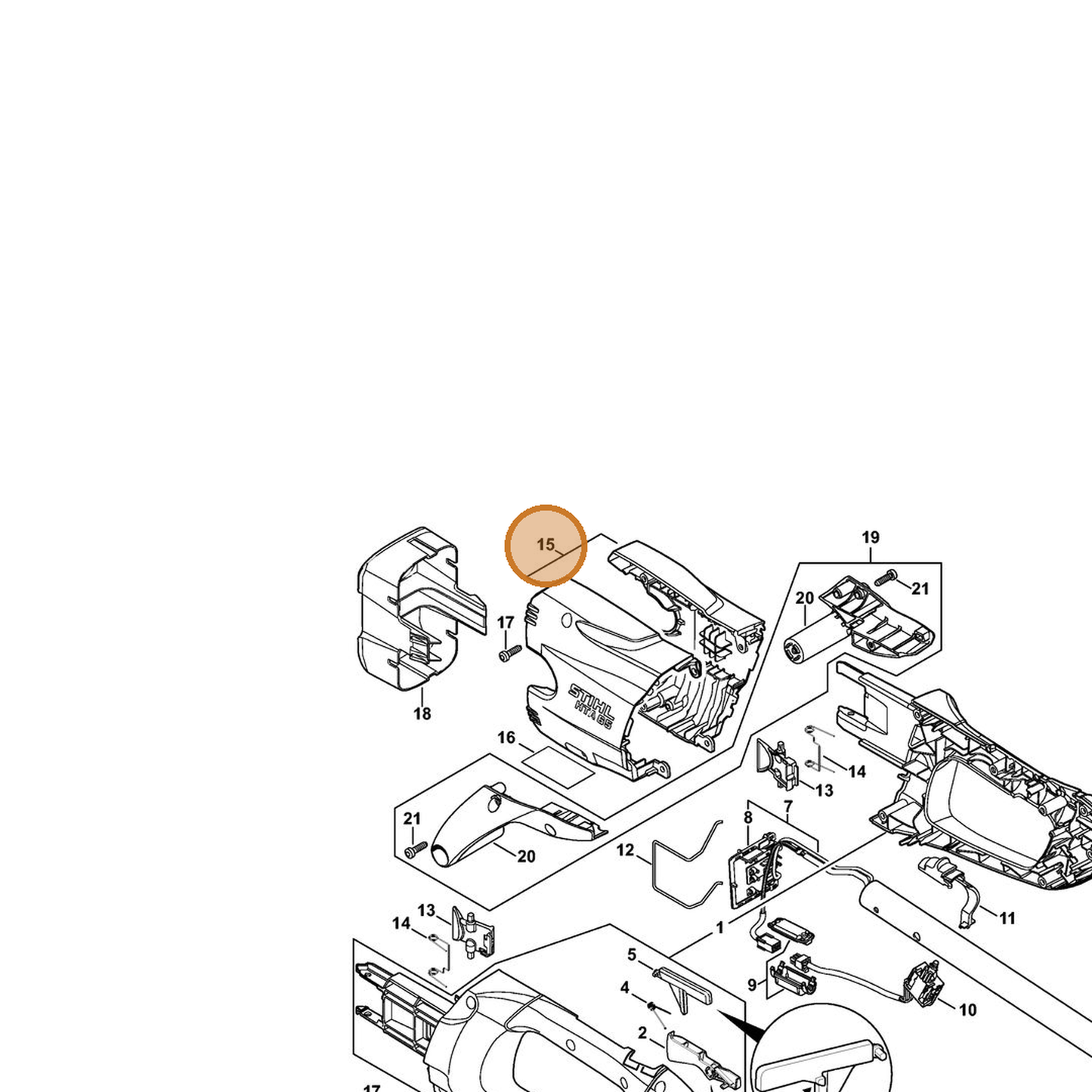 STIHL part 4857-600-3501 — IPL diagram snippet (6x zoom, amber highlight)
