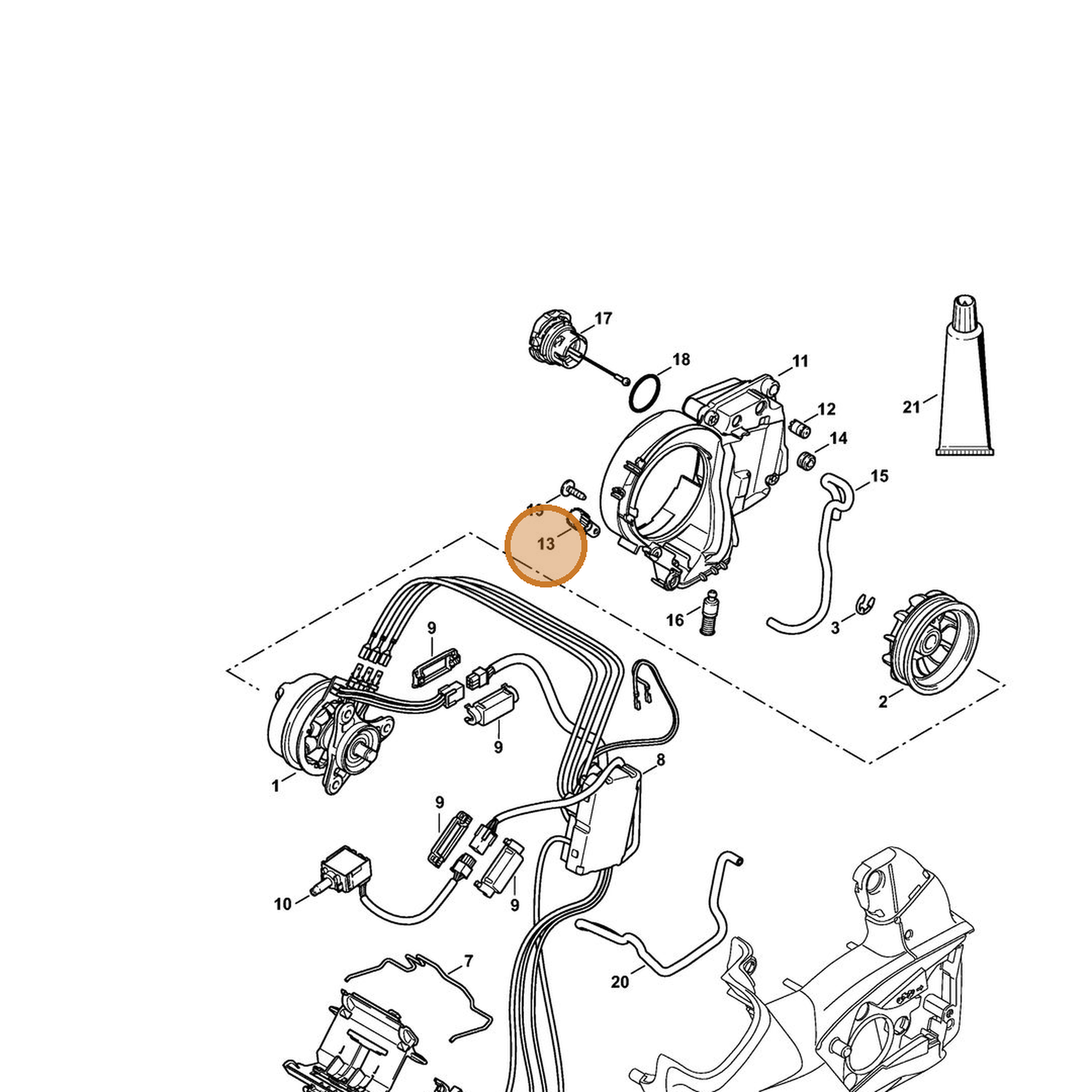 STIHL part 4857-640-3200 — IPL diagram snippet (6x zoom, amber highlight)
