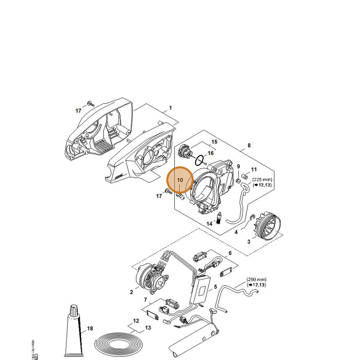 STIHL part 4857-640-3202 — IPL diagram snippet (6x zoom, amber highlight)