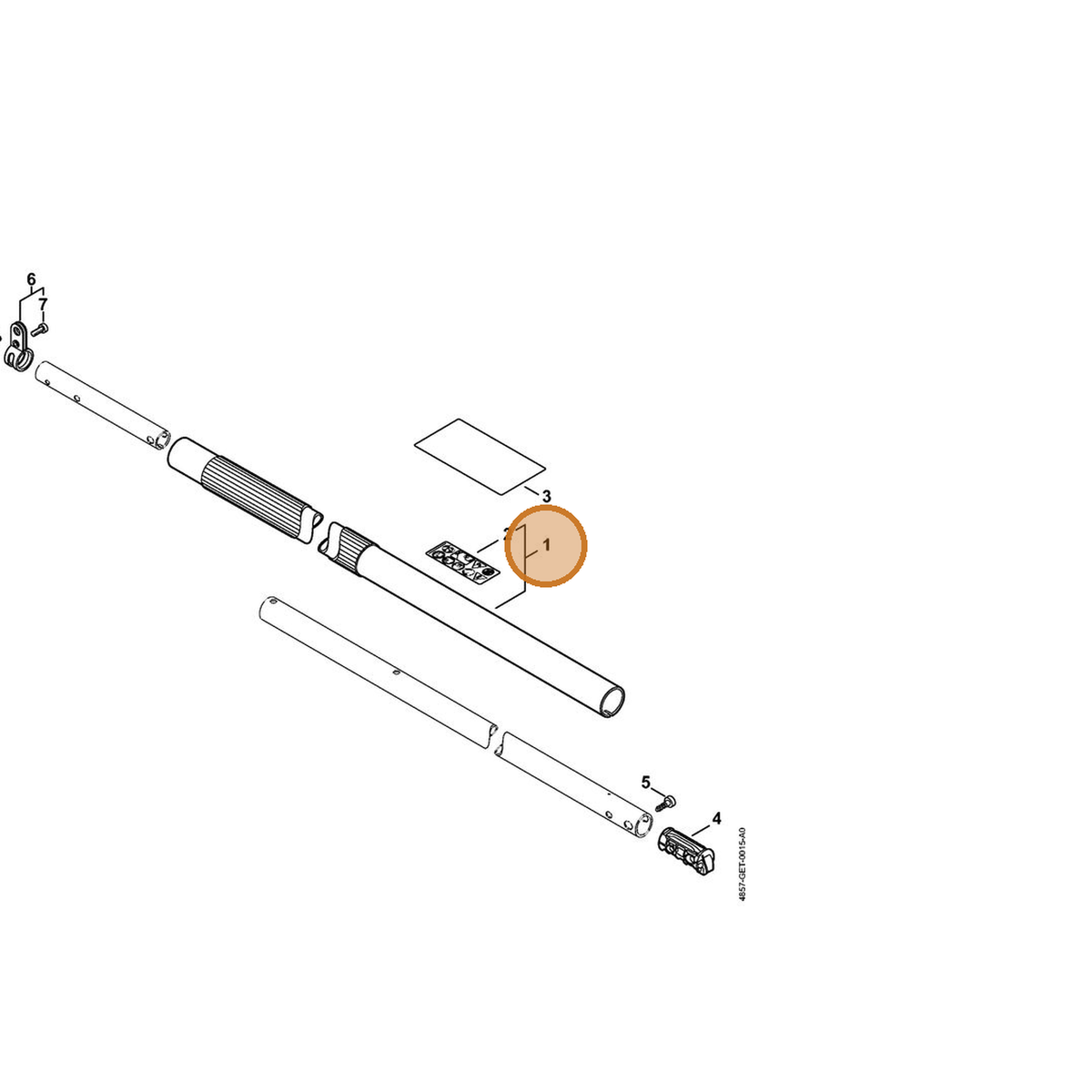 STIHL part 4857-710-7113 — IPL diagram snippet (6x zoom, amber highlight)