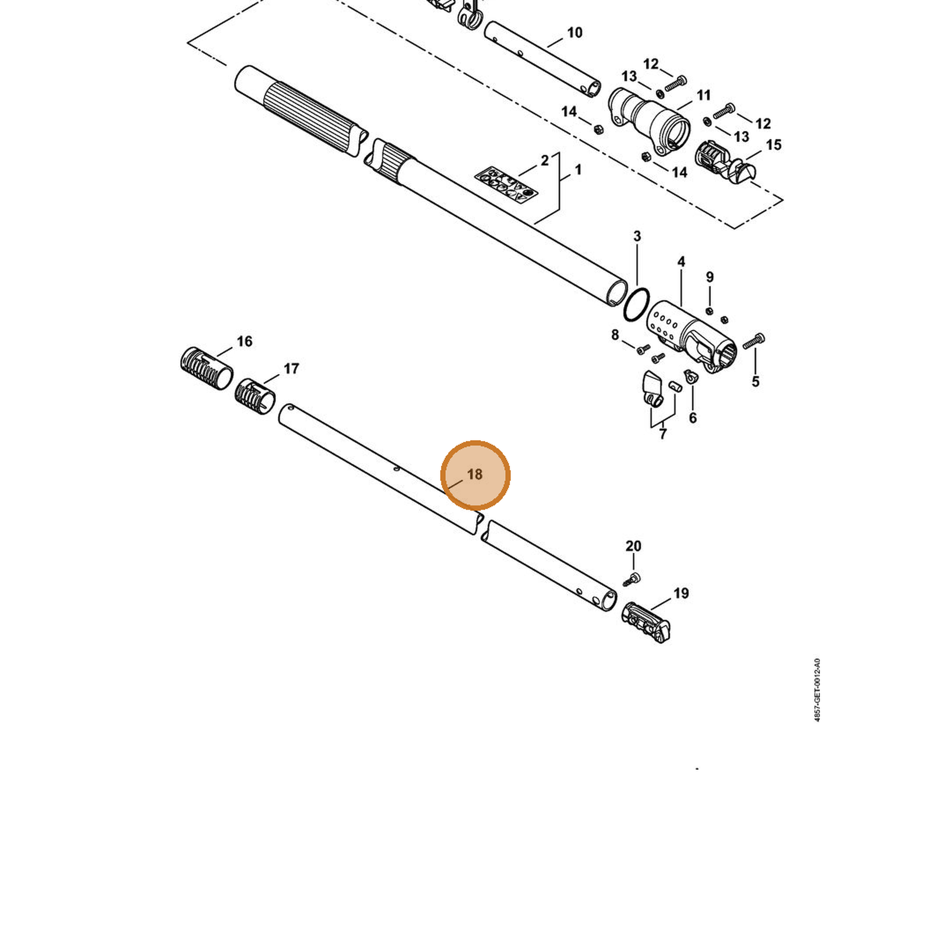 STIHL part 4857-711-0300 — IPL diagram snippet (6x zoom, amber highlight)