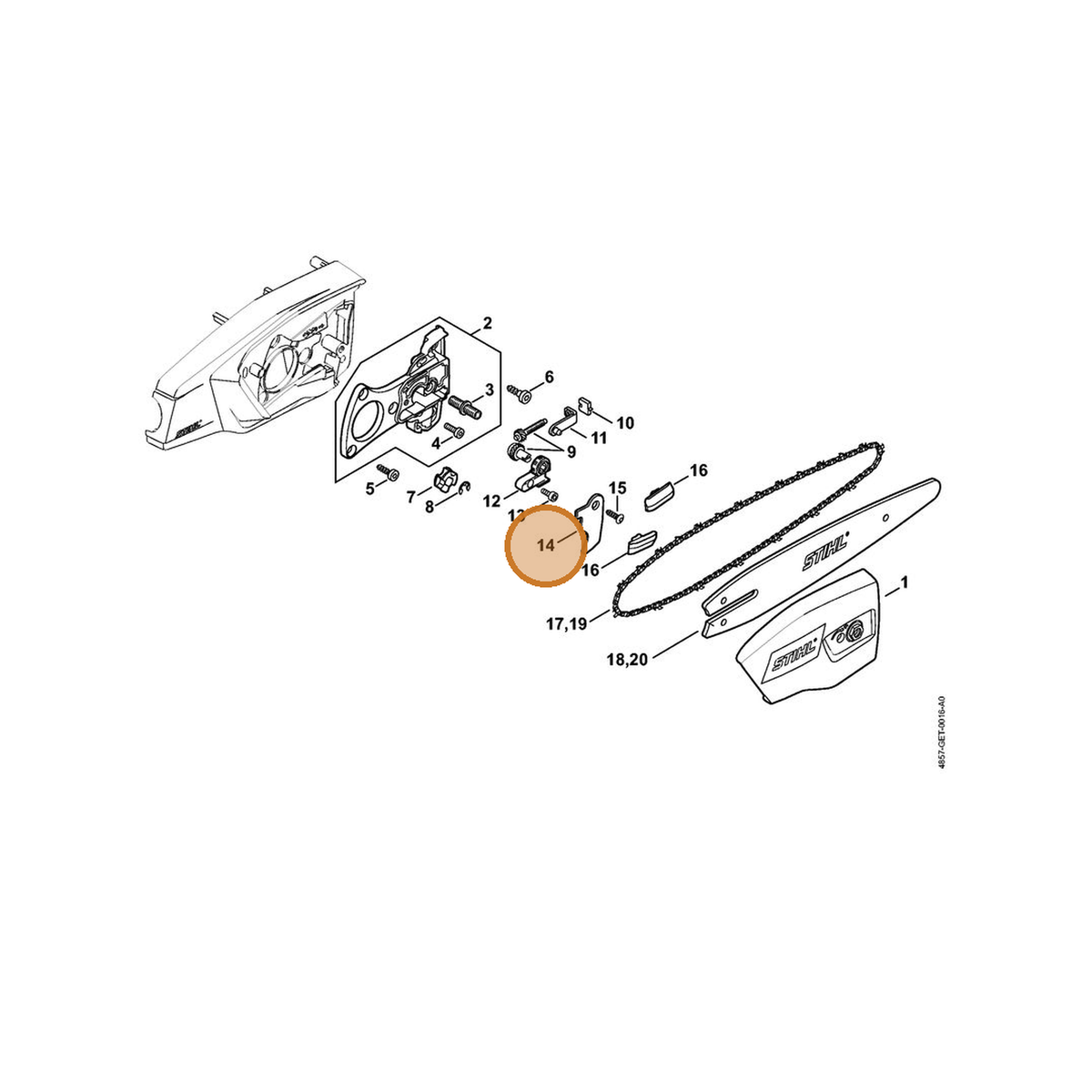 STIHL part 4857-716-1000 — IPL diagram snippet (6x zoom, amber highlight)