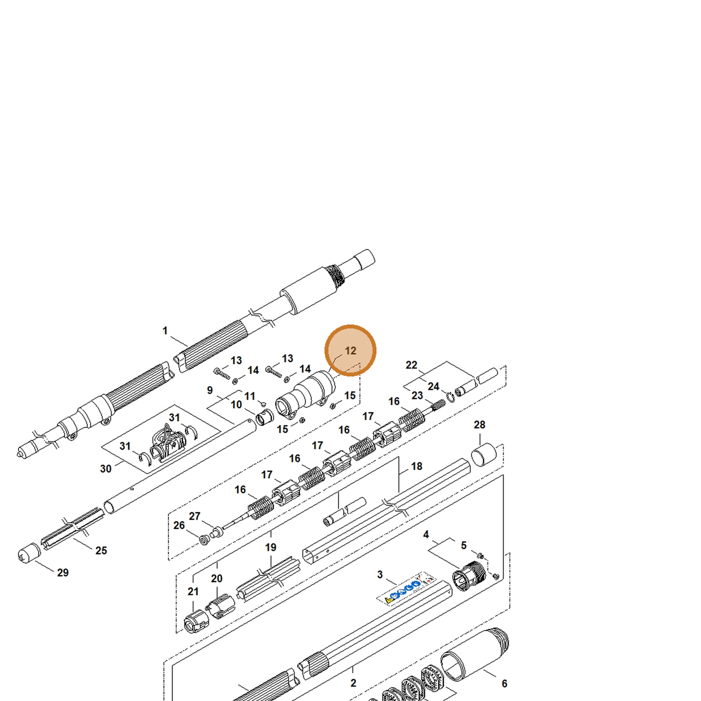 STIHL part 4857-716-6503 — IPL diagram snippet (6x zoom, amber highlight)