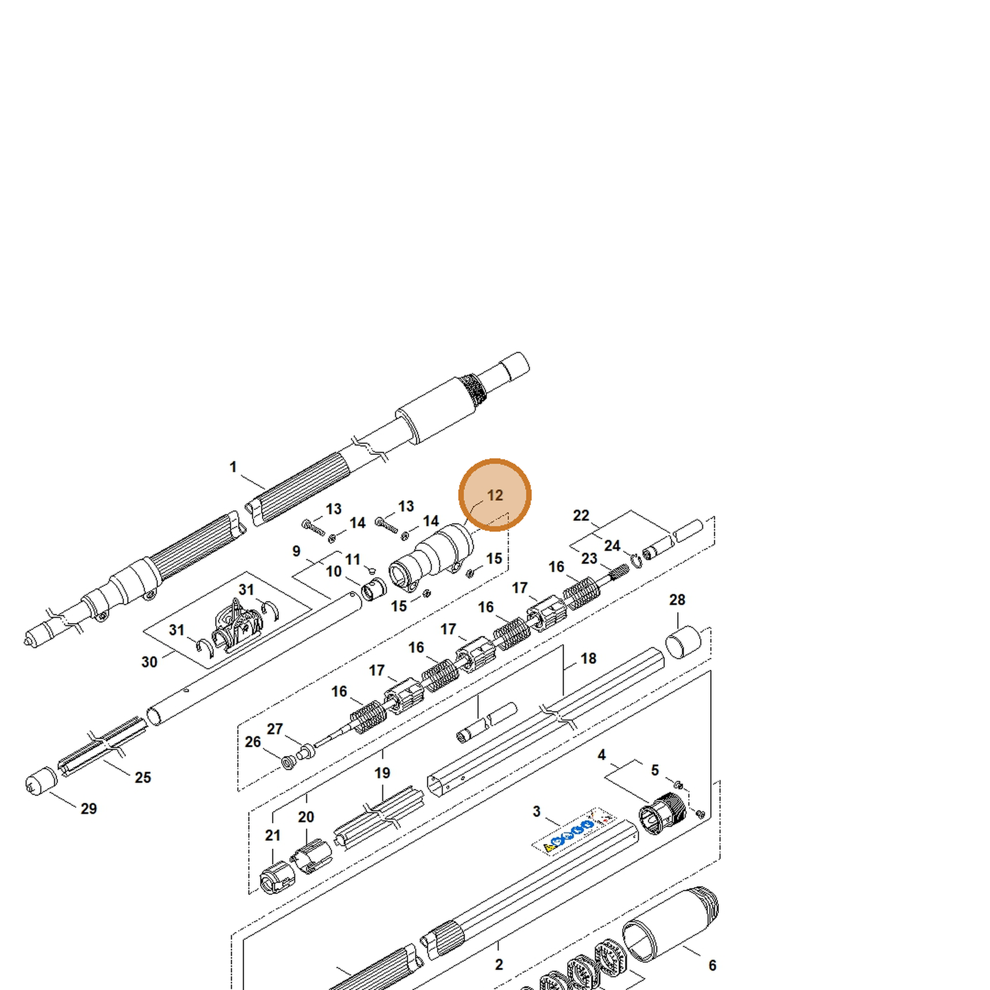 STIHL part 4857-716-6503 — IPL diagram snippet (6x zoom, amber highlight)