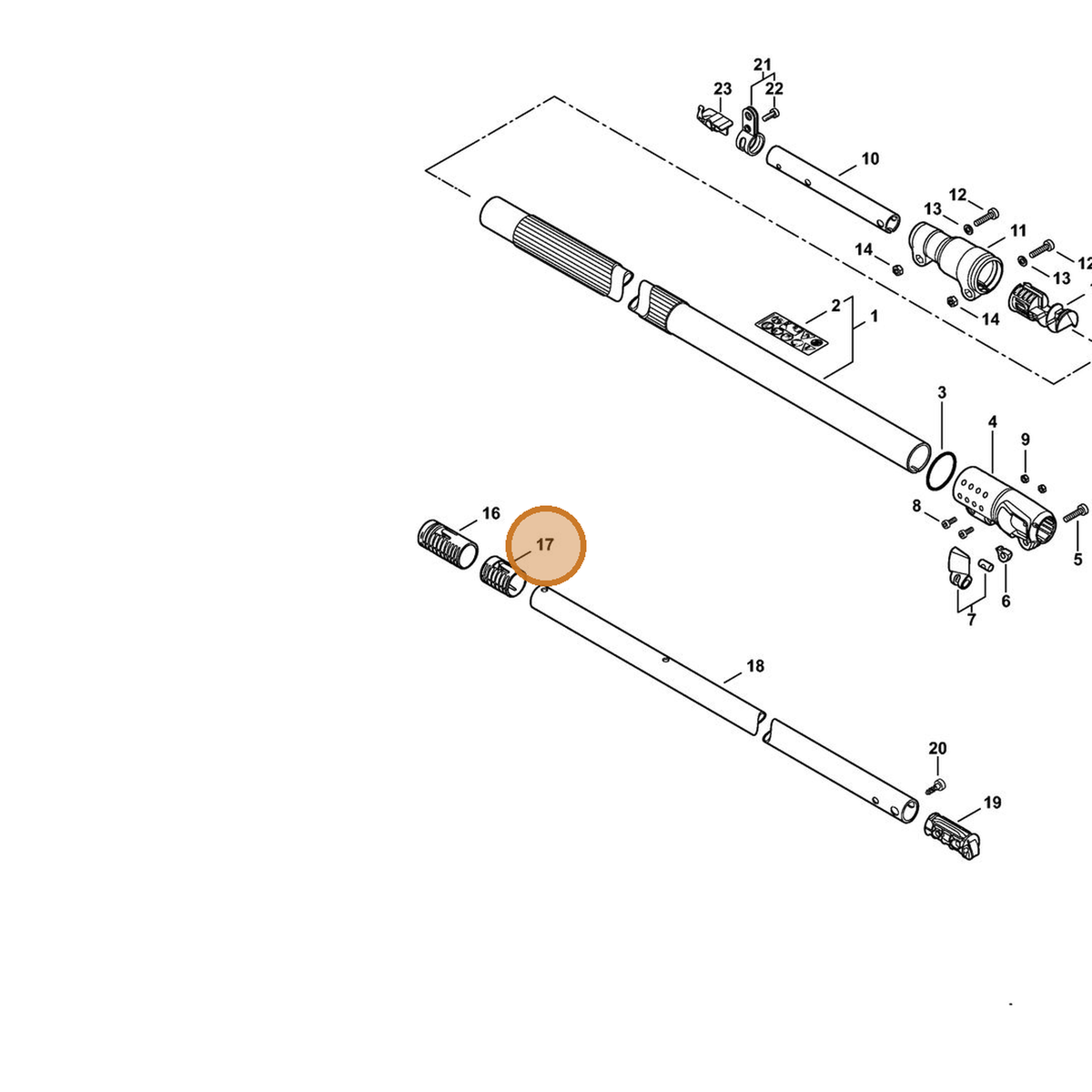 STIHL part 4857-791-7200 — IPL diagram snippet (6x zoom, amber highlight)