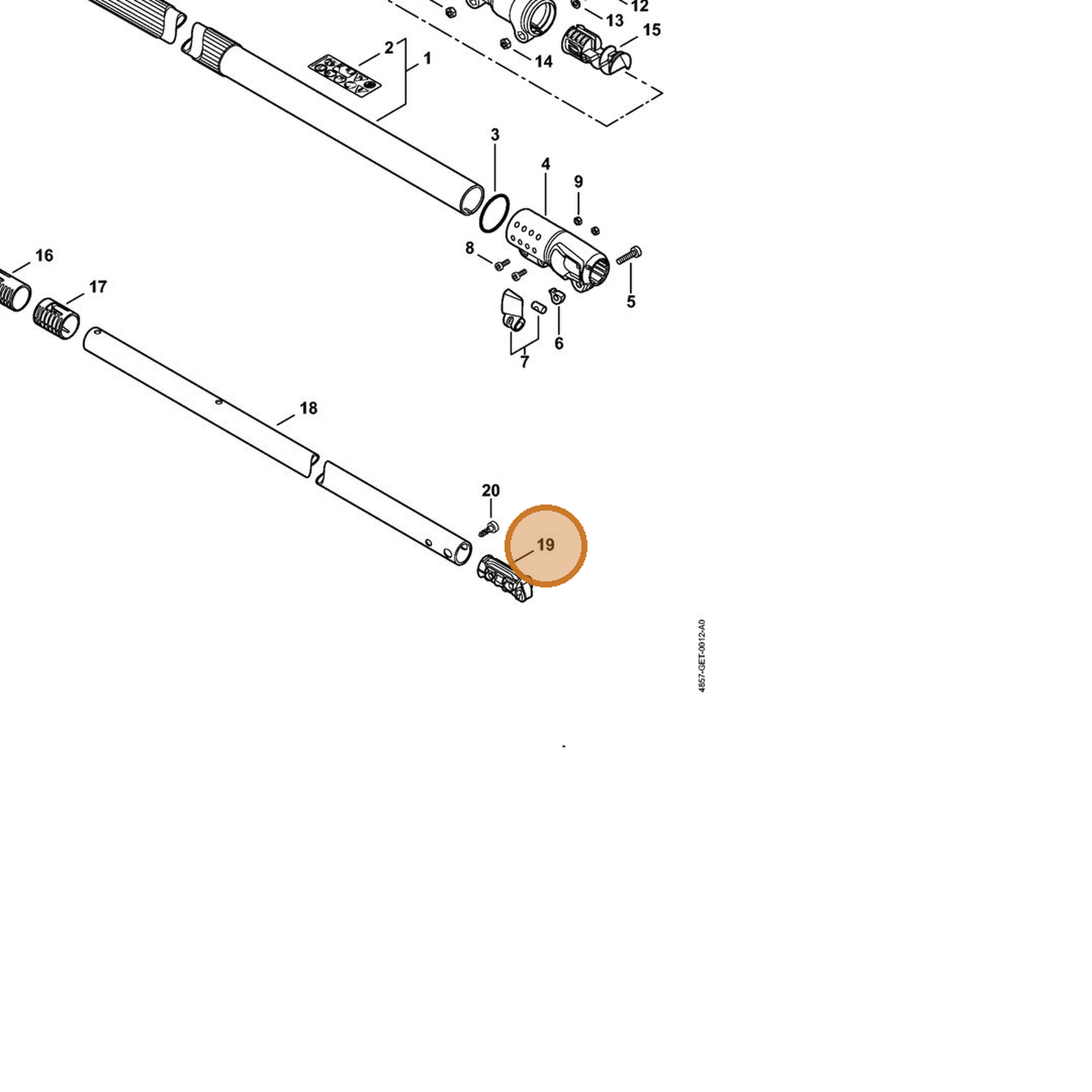 STIHL part 4857-793-7700 — IPL diagram snippet (6x zoom, amber highlight)