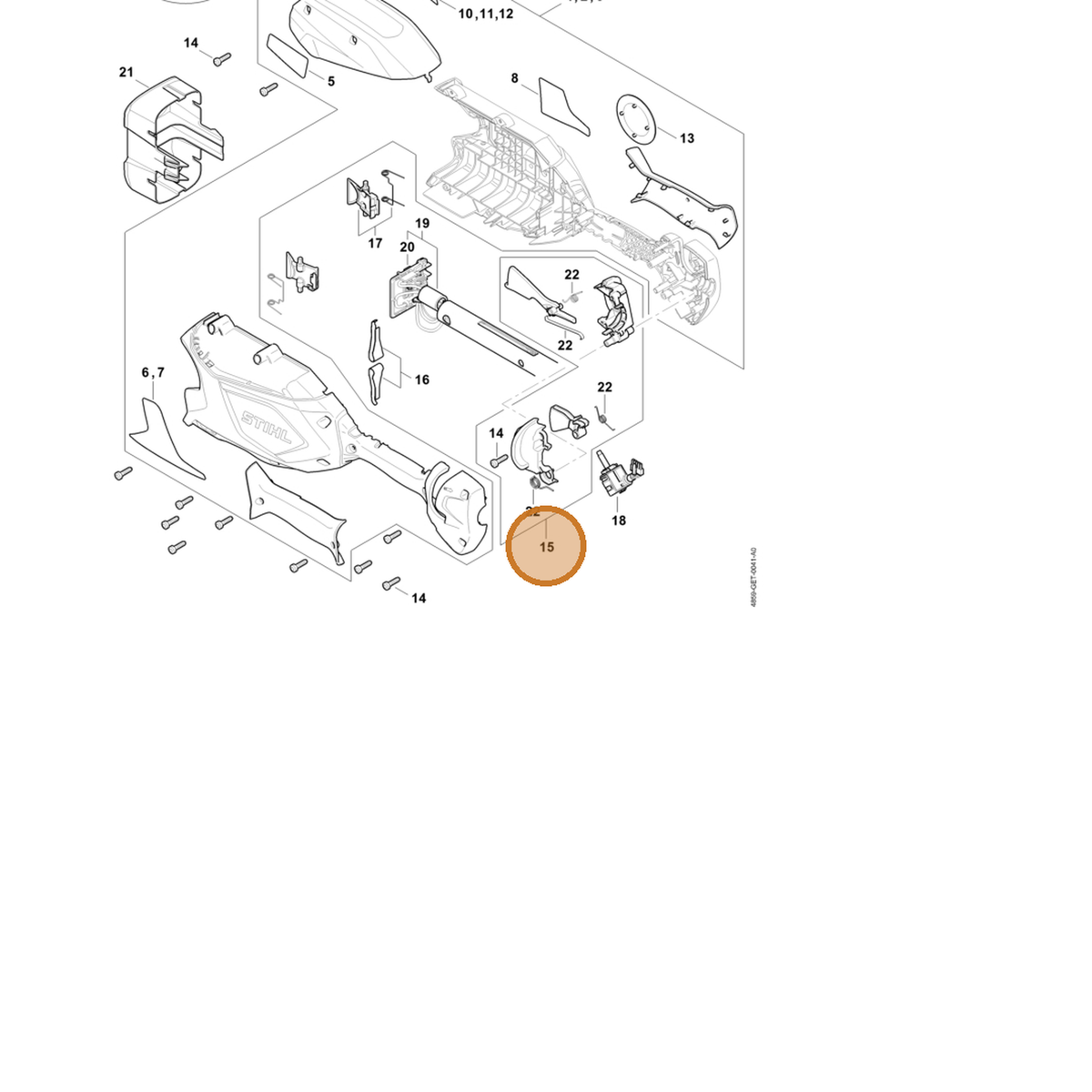STIHL part 4859-007-3800 — IPL diagram snippet (6x zoom, amber highlight)