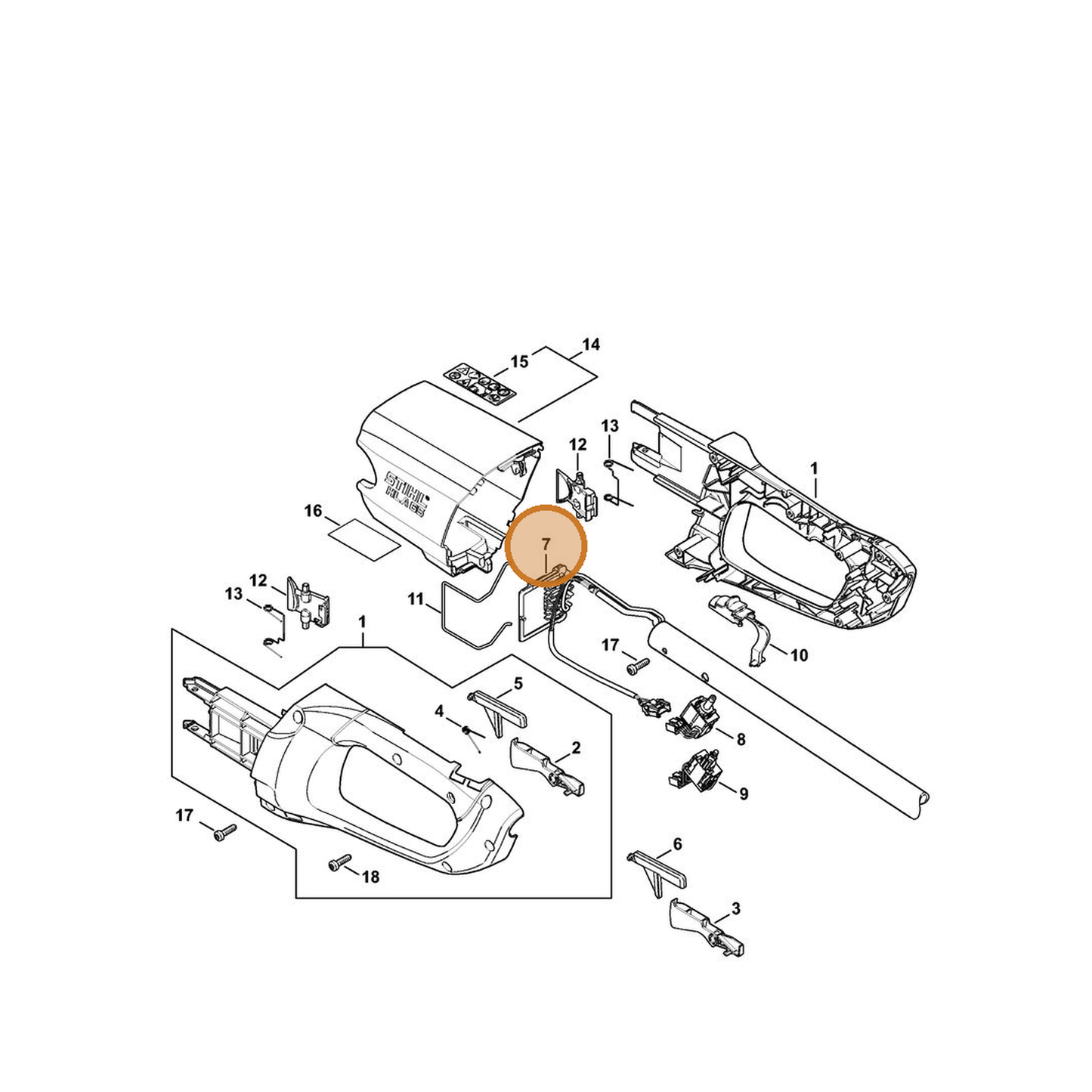 STIHL part 4859-440-3000 — IPL diagram snippet (6x zoom, amber highlight)
