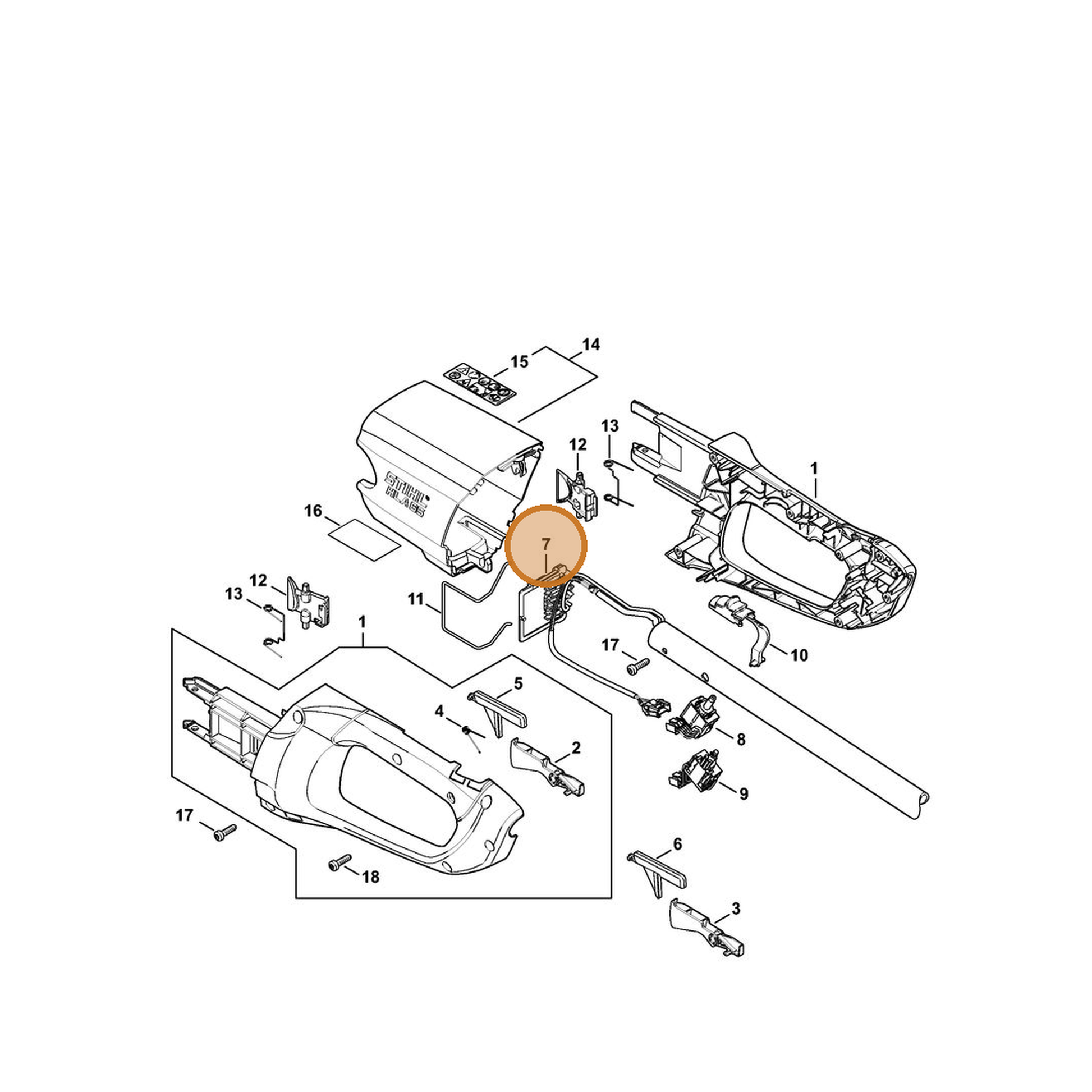 STIHL part 4859-440-3000 — IPL diagram snippet (6x zoom, amber highlight)