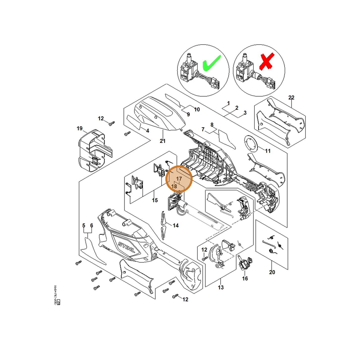 STIHL part 4859-440-3023 — IPL diagram snippet (6x zoom, amber highlight)