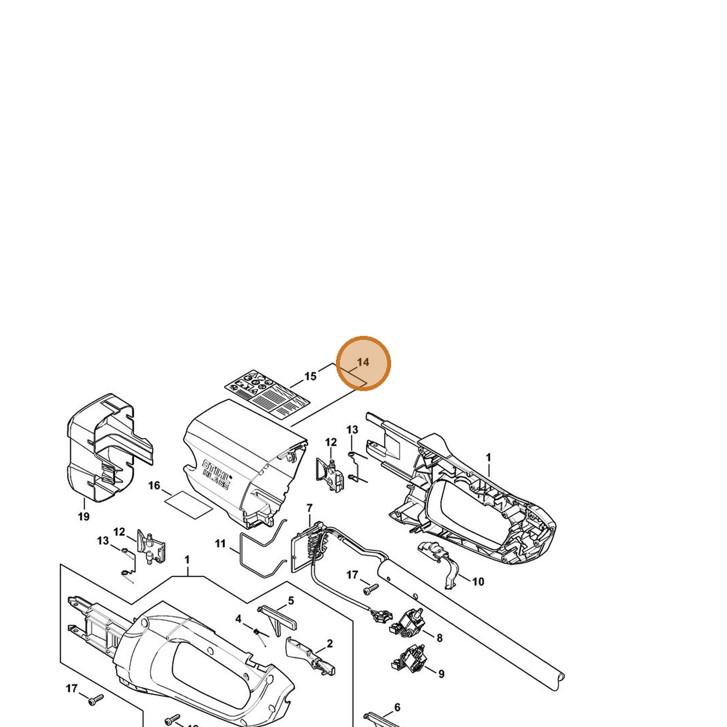 STIHL part 4859-600-3511 — IPL diagram snippet (6x zoom, amber highlight)