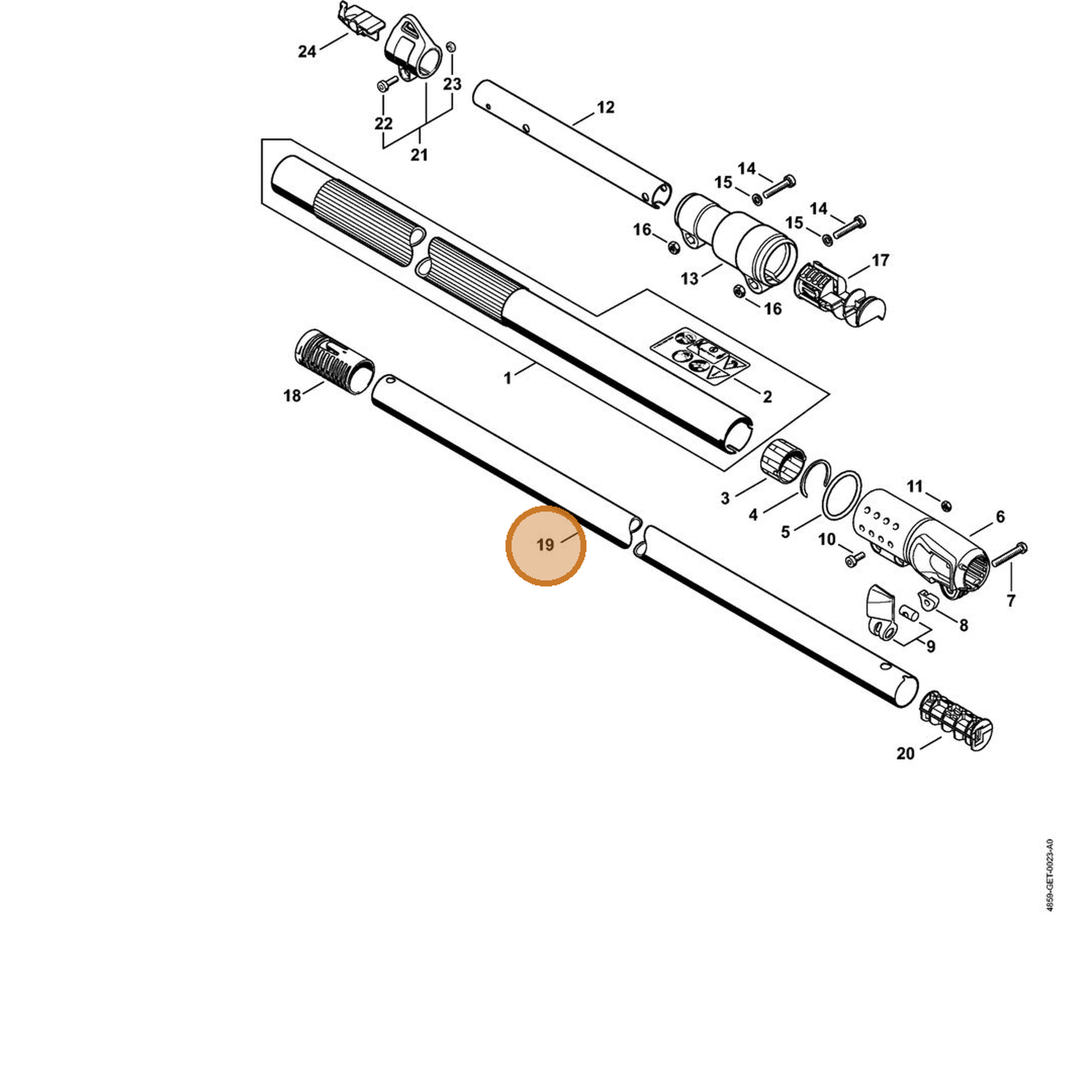 STIHL part 4859-711-0300 — IPL diagram snippet (6x zoom, amber highlight)