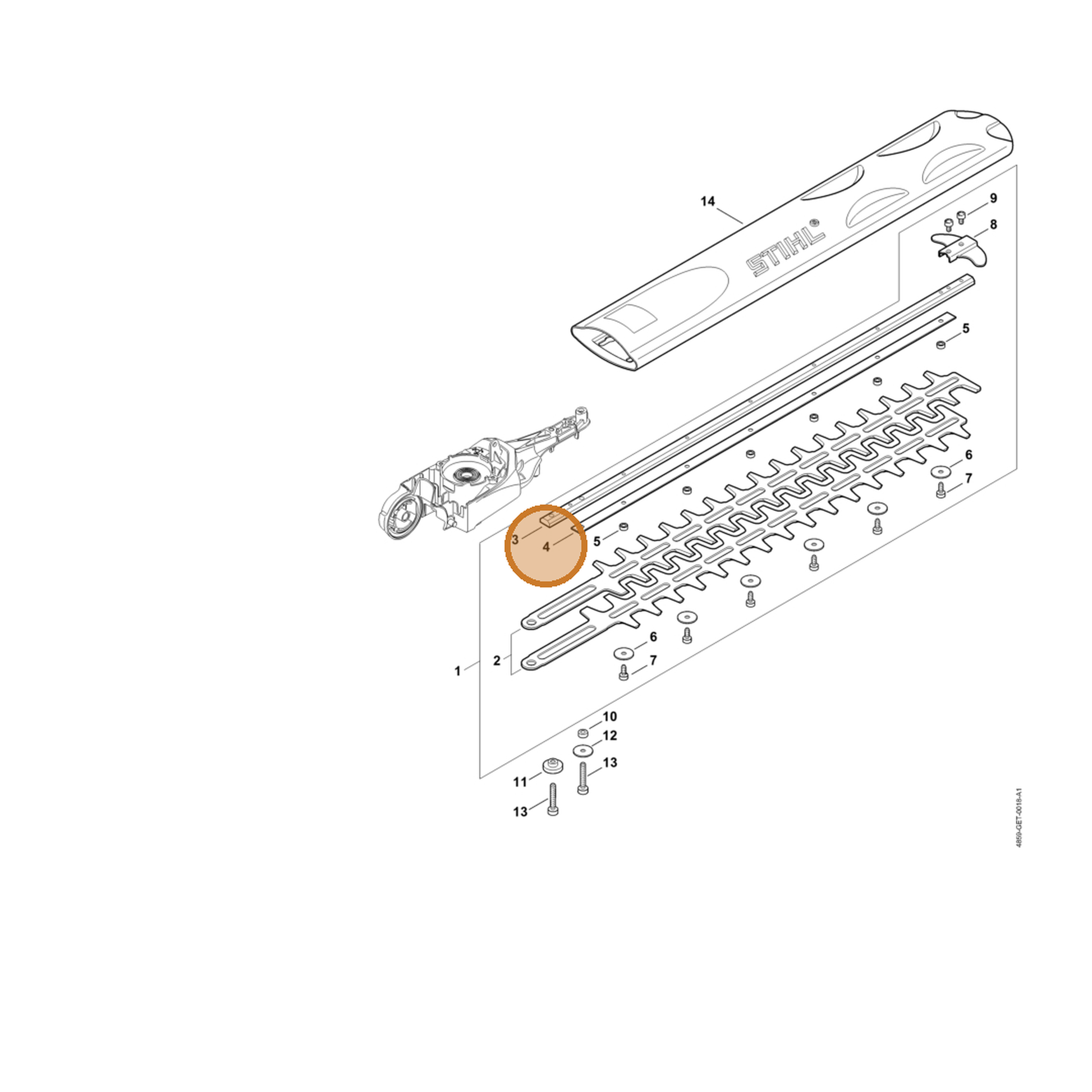 STIHL part 4859-713-2200 — IPL diagram snippet (6x zoom, amber highlight)