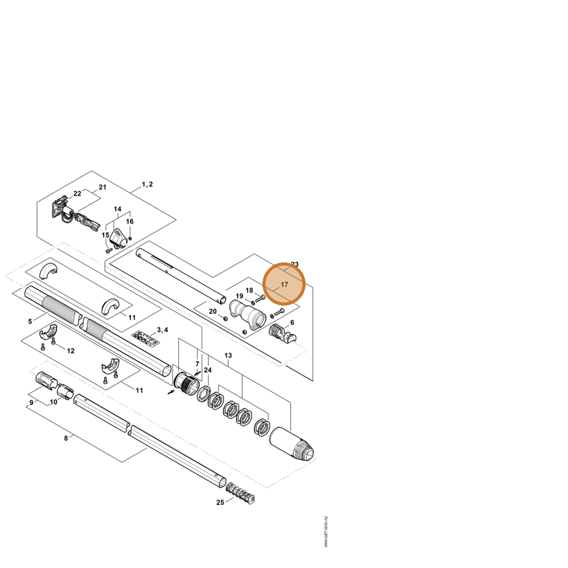 STIHL part 4859-740-3700 — IPL diagram snippet (6x zoom, amber highlight)