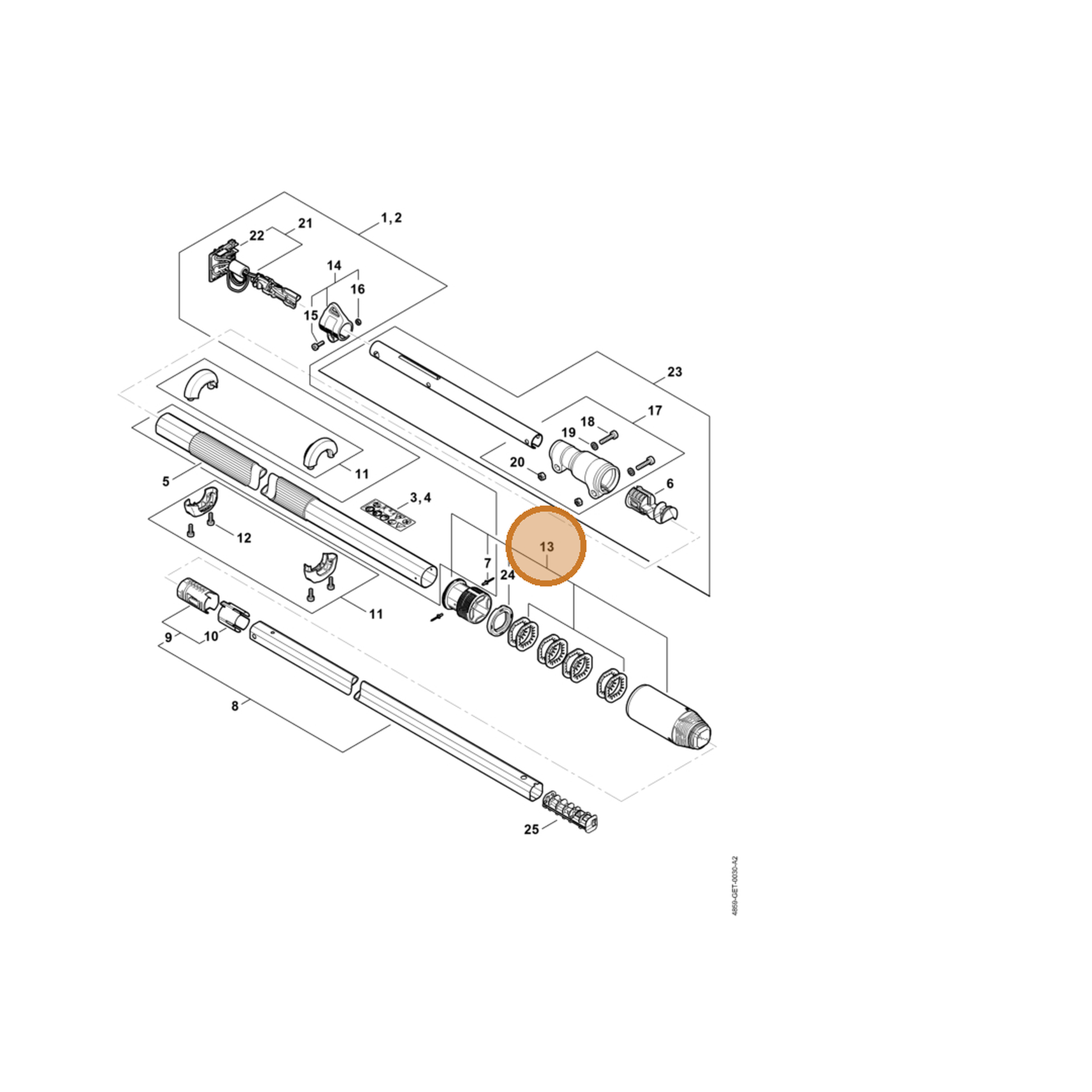 STIHL part 4859-740-3701 — IPL diagram snippet (6x zoom, amber highlight)