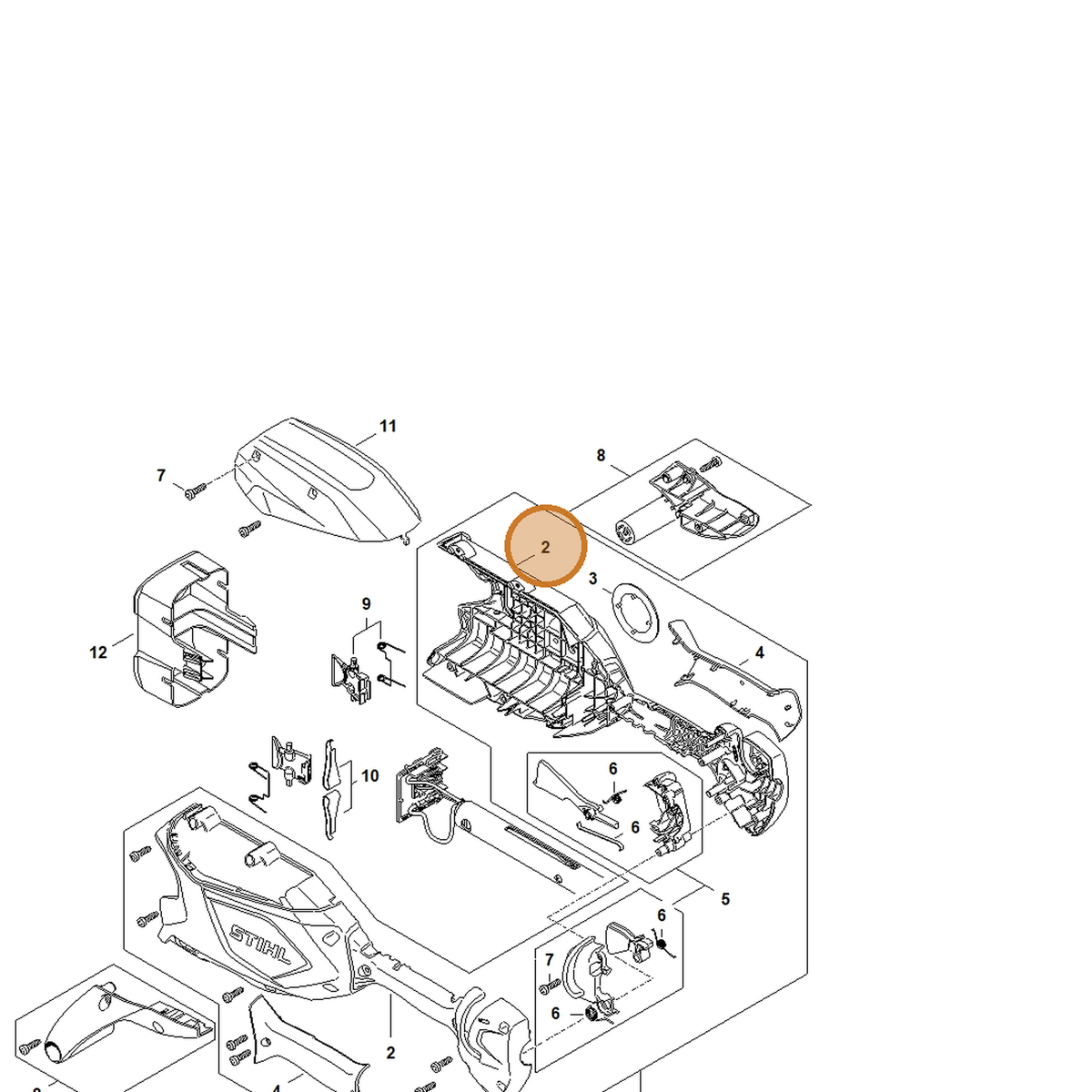 STIHL part 4859-790-1012 — IPL diagram snippet (6x zoom, amber highlight)