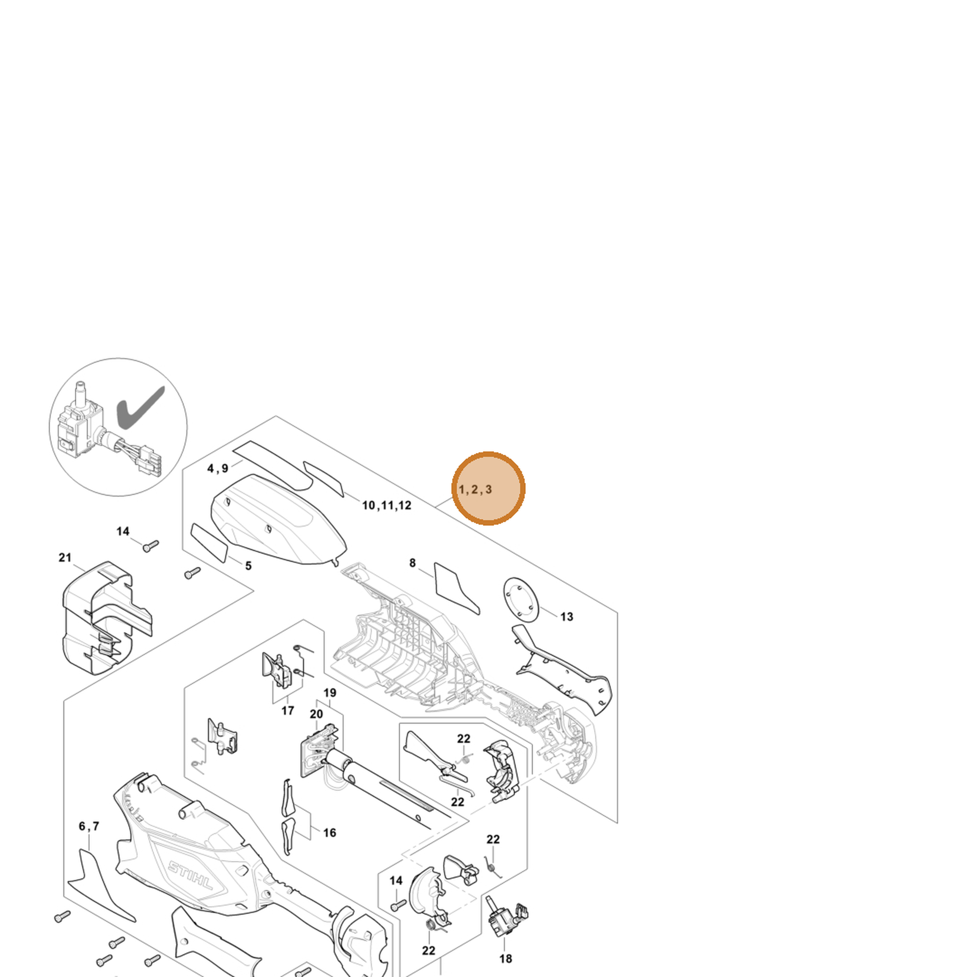 STIHL part 4859-790-1052 — IPL diagram snippet (6x zoom, amber highlight)