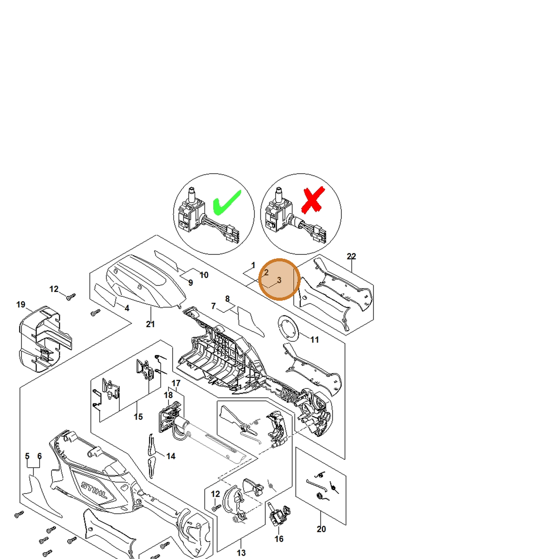 STIHL part 4859-790-1055 — IPL diagram snippet (6x zoom, amber highlight)