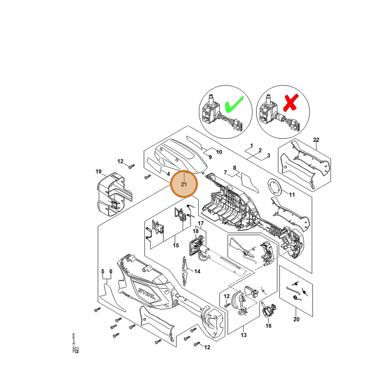 STIHL part 4859-791-7500 — IPL diagram snippet (6x zoom, amber highlight)