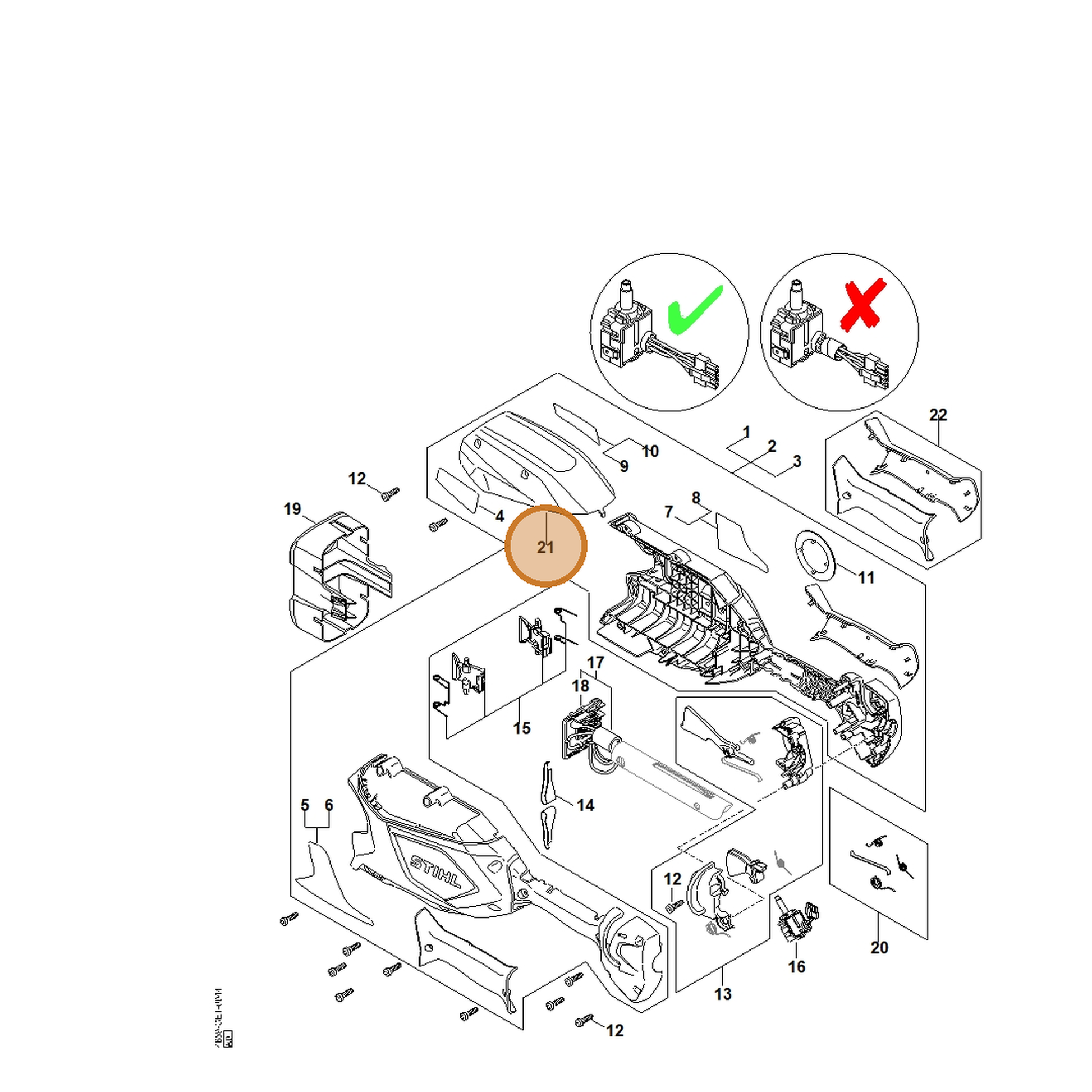 STIHL part 4859-791-7500 — IPL diagram snippet (6x zoom, amber highlight)