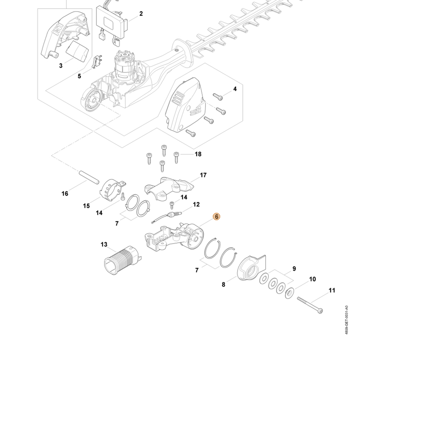 STIHL part 4859-793-4510 — IPL diagram snippet (6x zoom, amber highlight)
