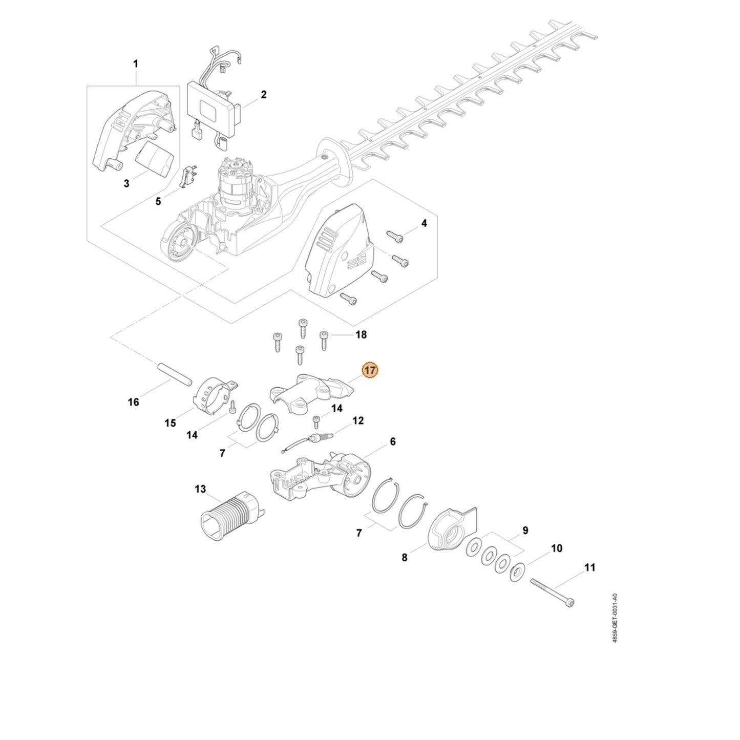 STIHL part 4859-793-5710 — IPL diagram snippet (6x zoom, amber highlight)