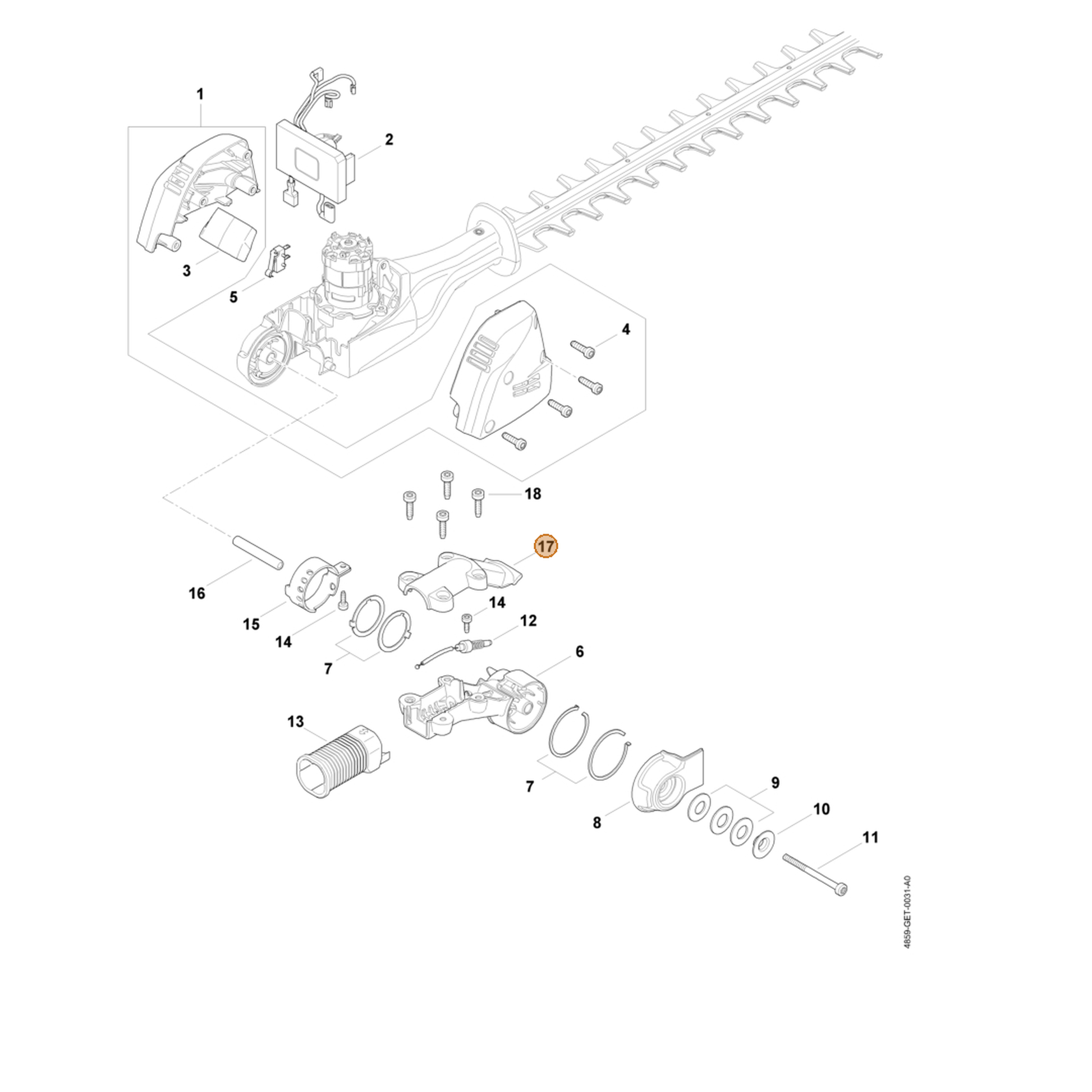 STIHL part 4859-793-5710 — IPL diagram snippet (6x zoom, amber highlight)