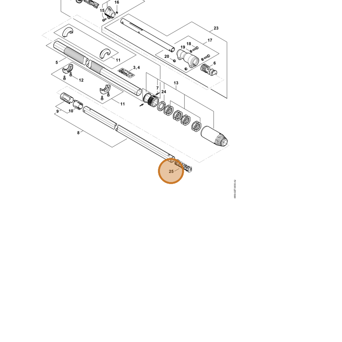 STIHL part 4859-793-7710 — IPL diagram snippet (6x zoom, amber highlight)